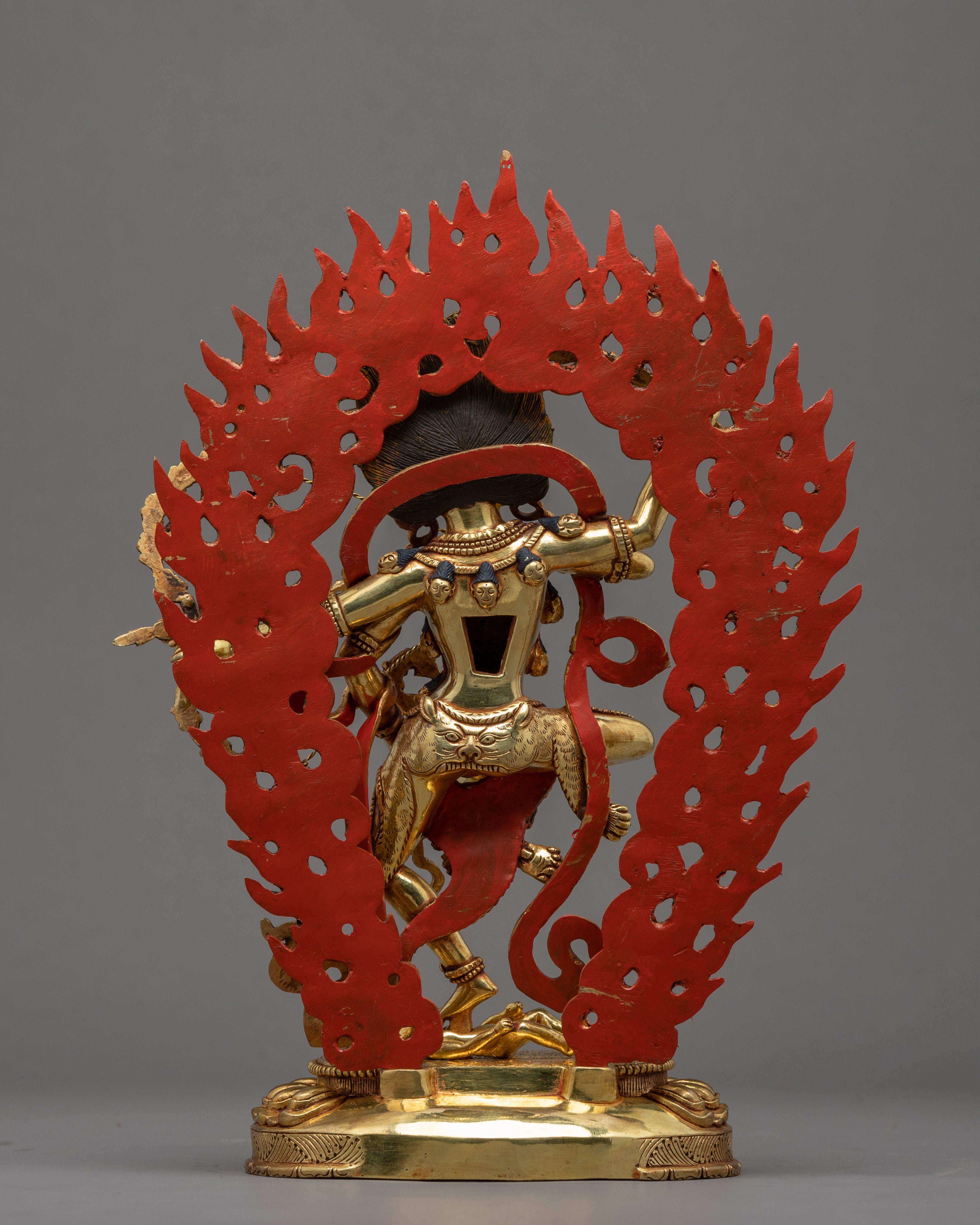 Hand-Carved Kurukulle Sadhana Sculpture | Tibetan Dakini Kurukulla Gold Statue