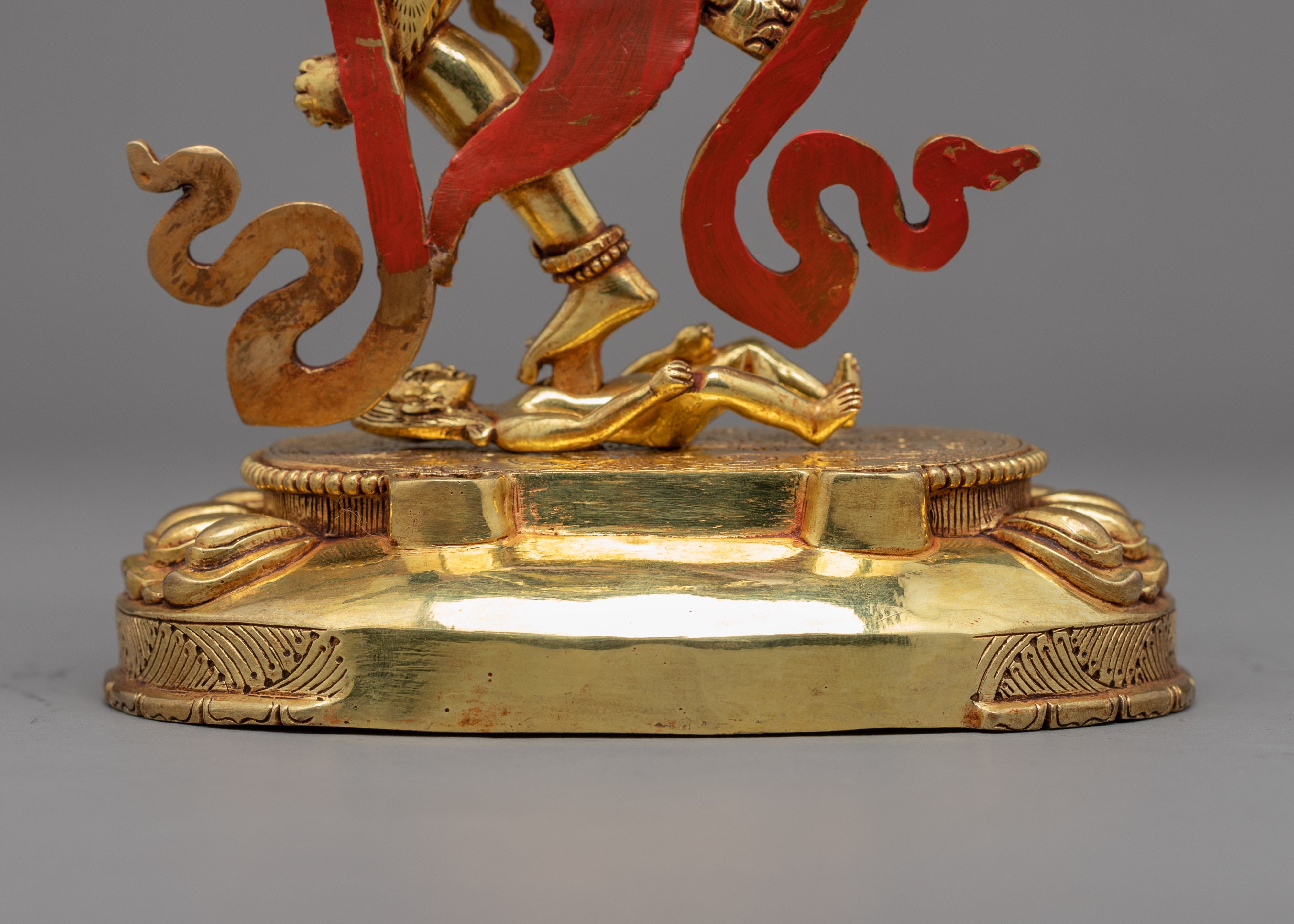 Hand-Carved Kurukulle Sadhana Sculpture | Tibetan Dakini Kurukulla Gold Statue
