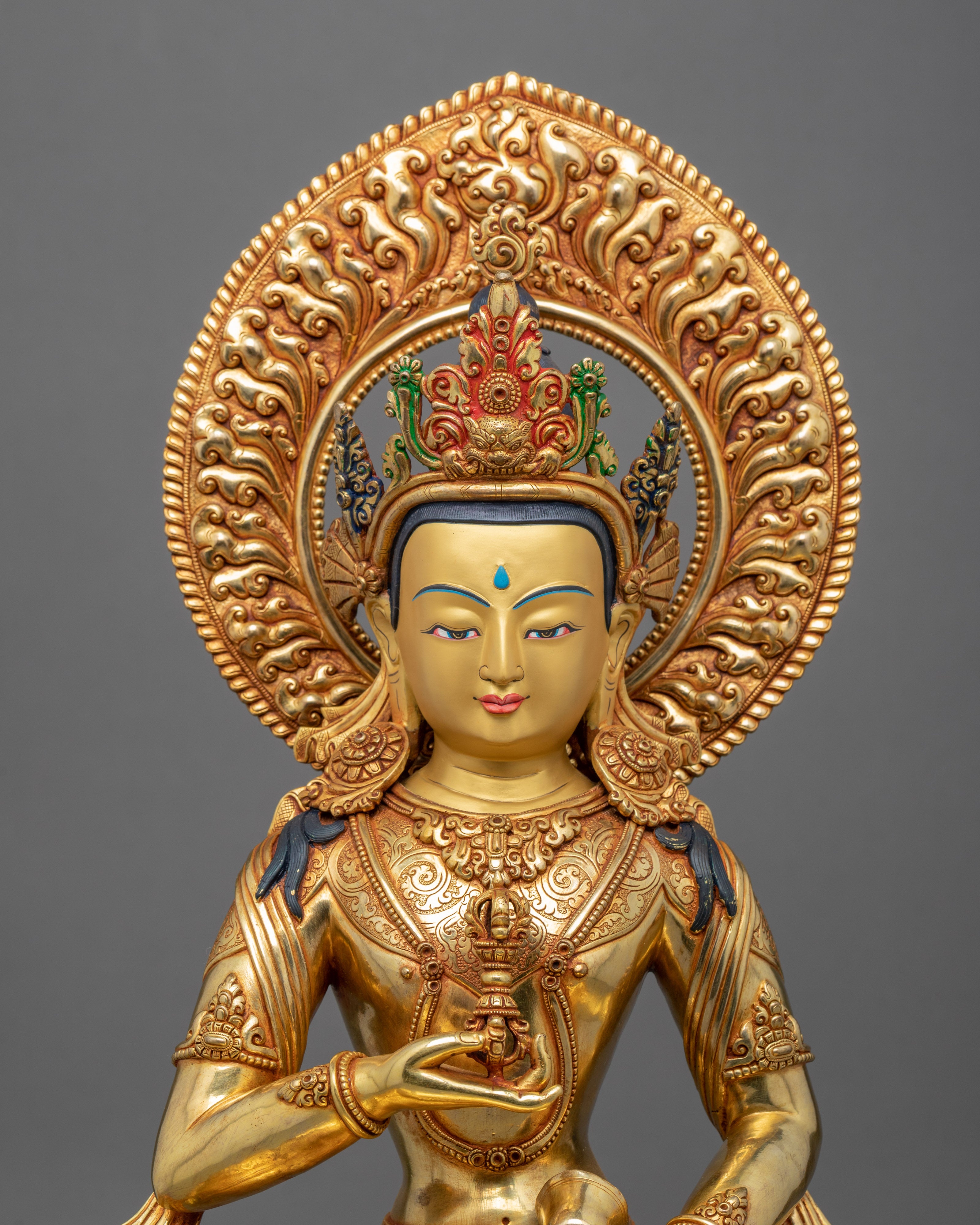 Red Vajrasattva Statue | Traditional Tibetan Hand Carved Artwork Of Vajrasattva - Termatree