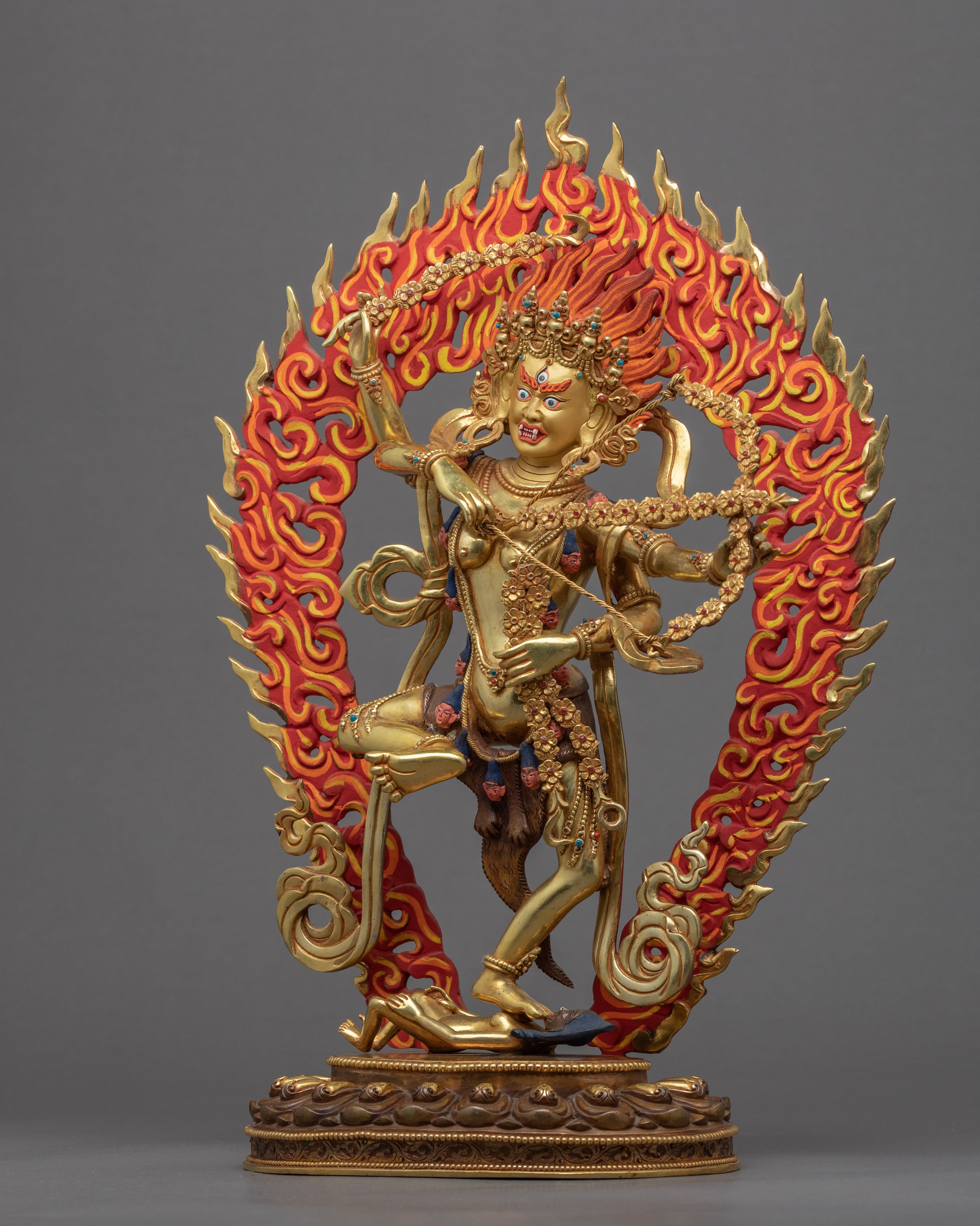 Traditional Tibetan Kurukulla Practice Statue | Hand-Carved Buddhist Dakini Sculpture