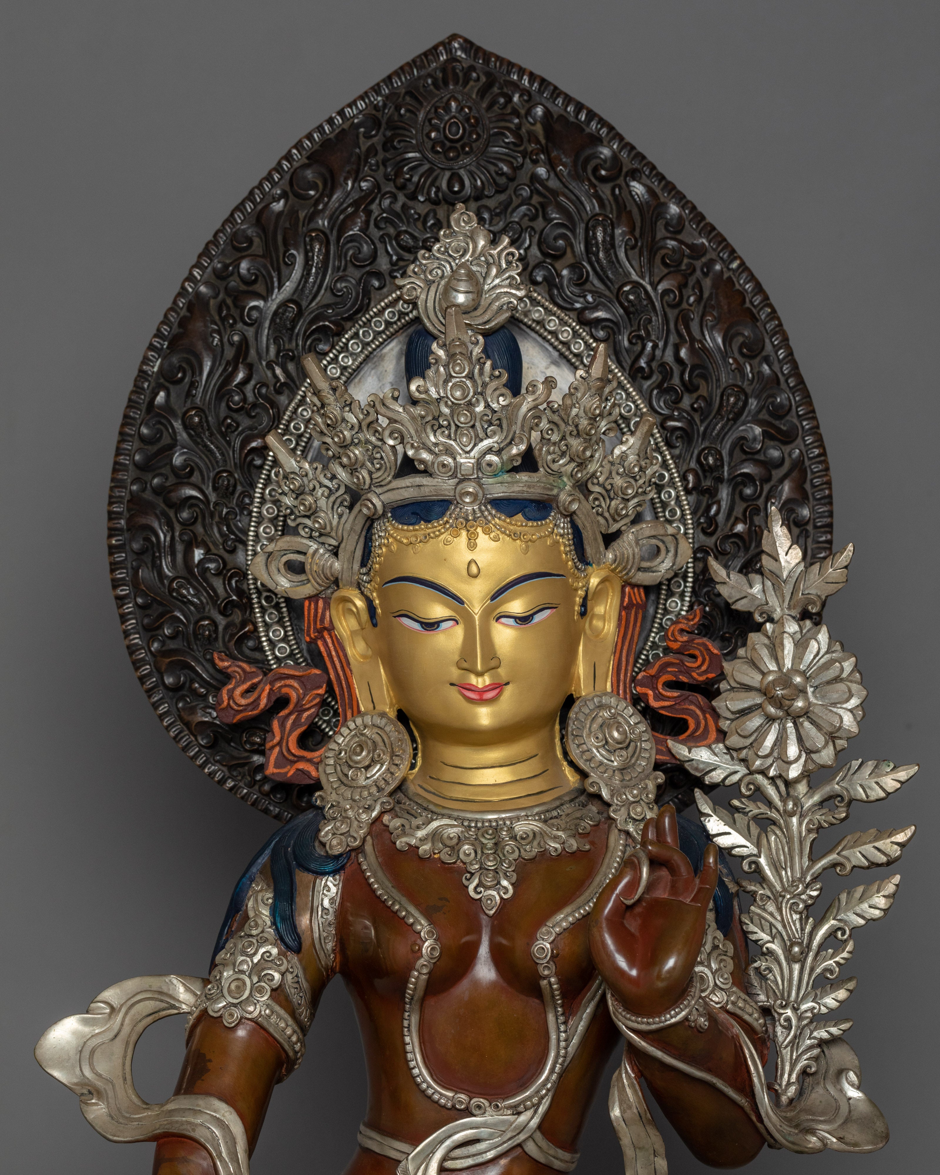 Standing Green Tara Meditation Statue | Buddhist Deity Figurine For Ritual