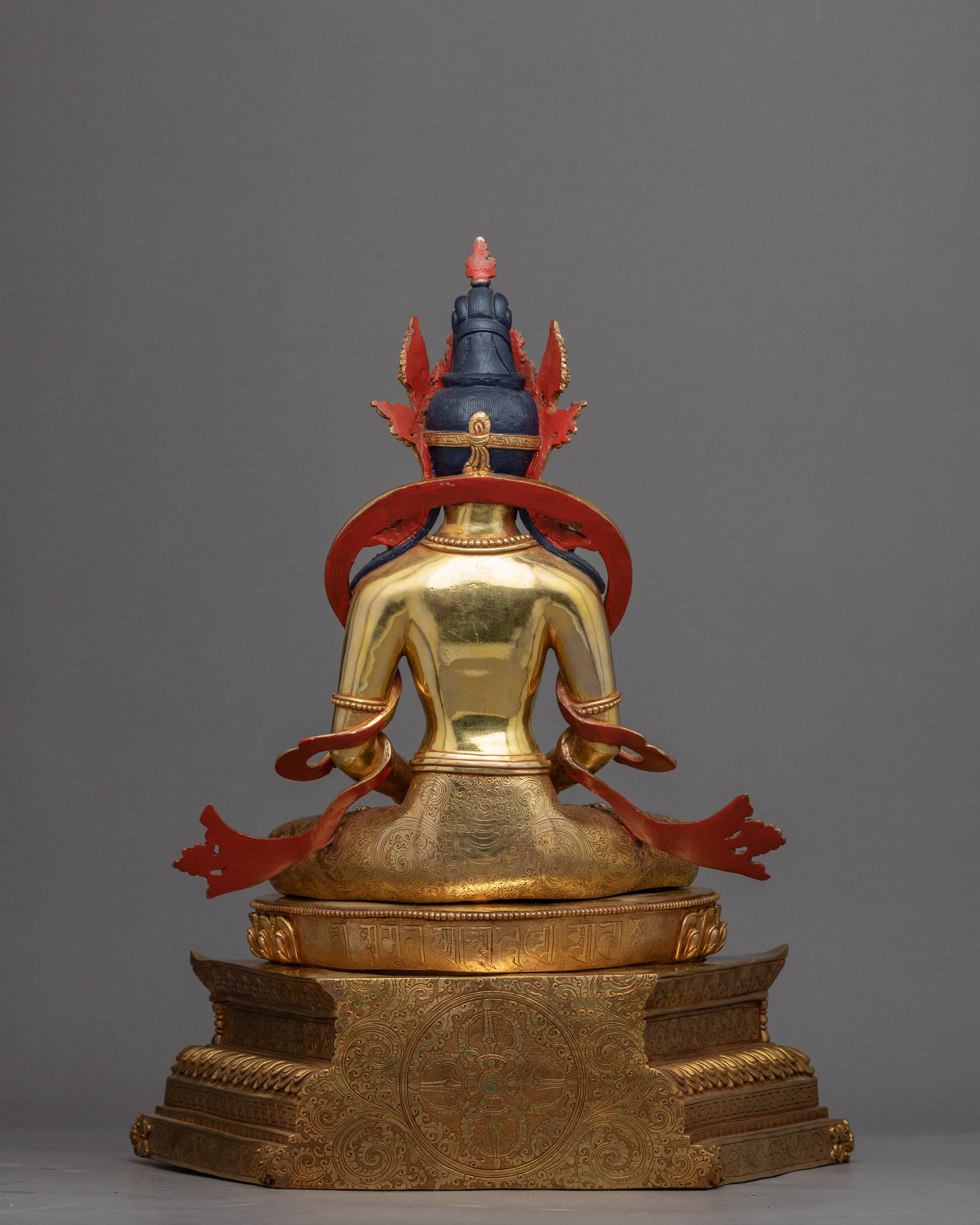 Gold-Gilded Statue For Amitayus Sutra Practice | Traditionally Hand Carved Art