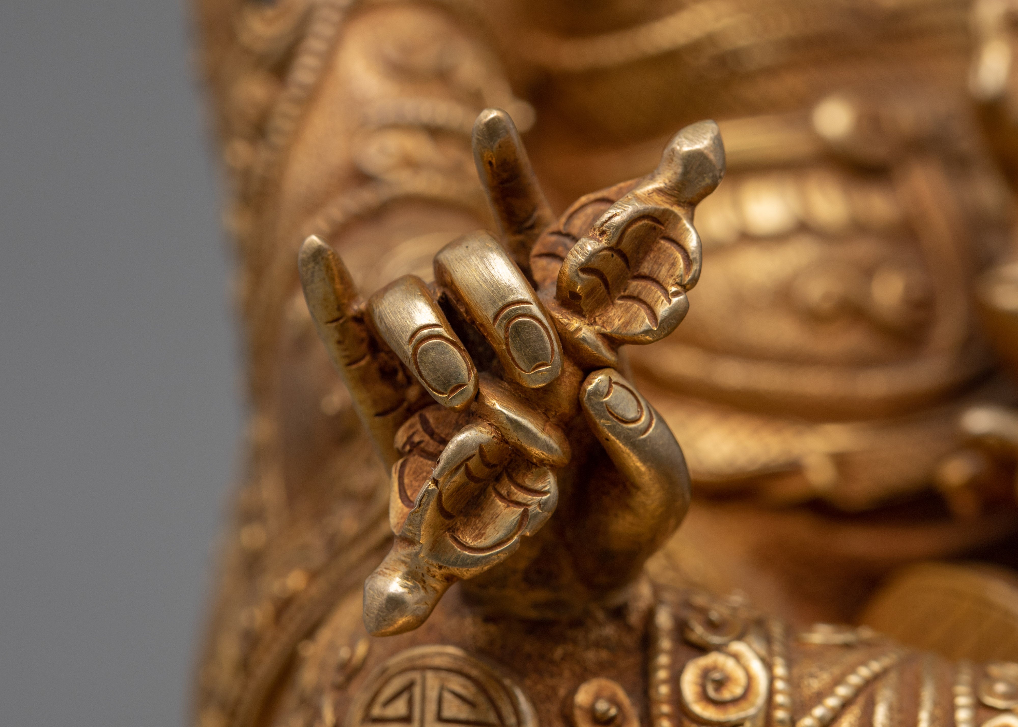 Traditionally Made Guru Rinpoche Hat Statue | Gold-Plated Himalayan Artwork