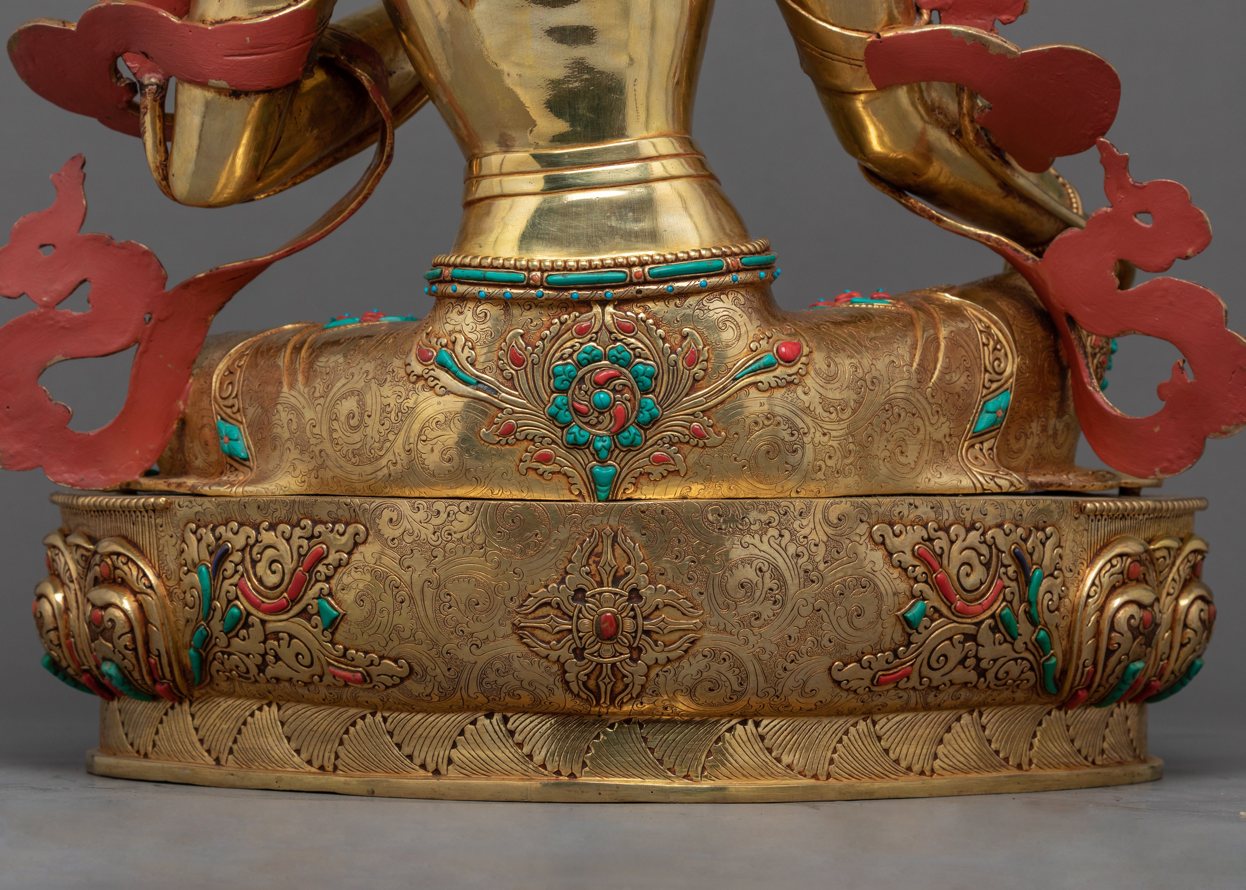 Green Tara Deity Sculpture | Tibetan Art Of Mother Tara Gilded With Gold