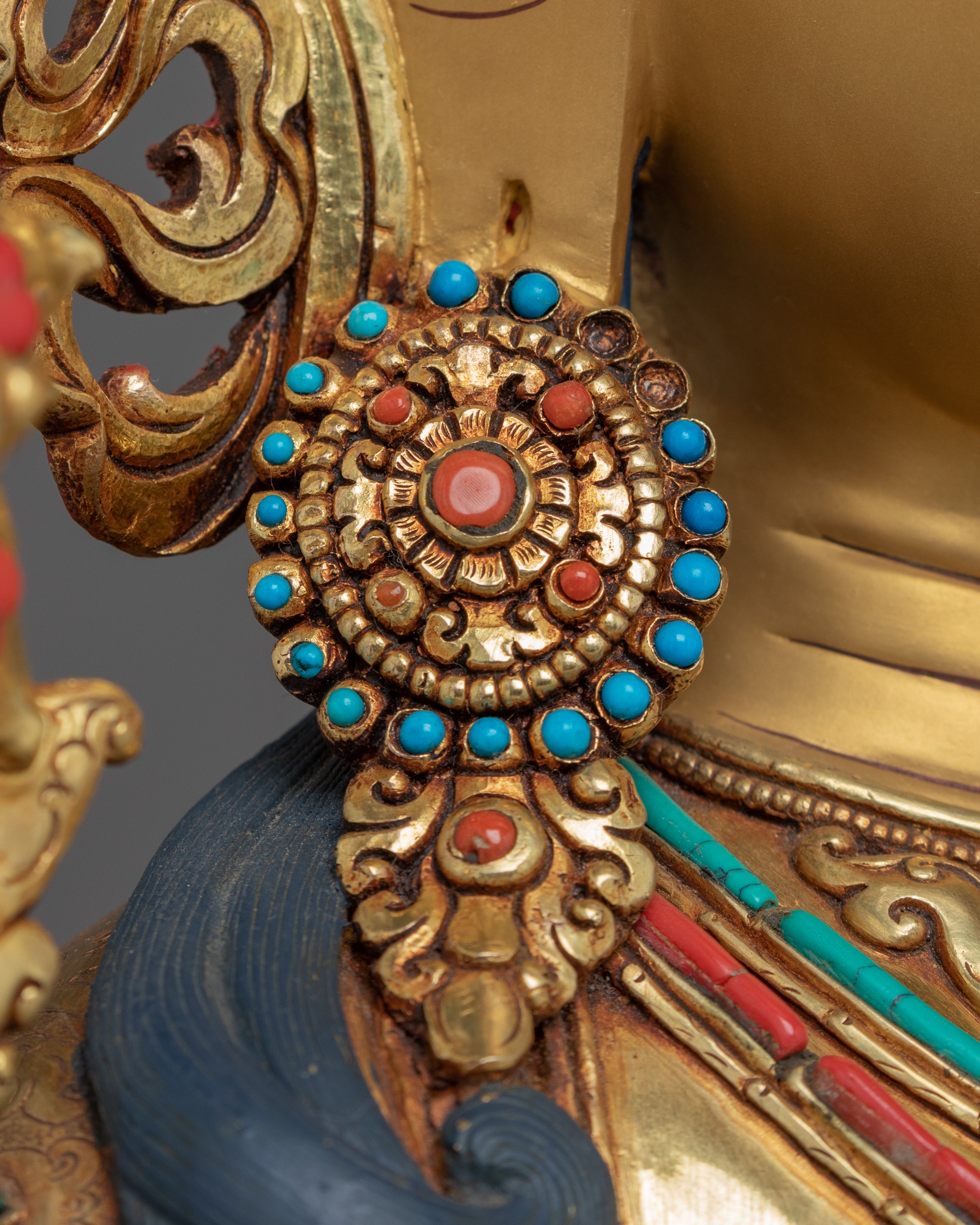 Green Tara Deity Sculpture | Tibetan Art Of Mother Tara Gilded With Gold