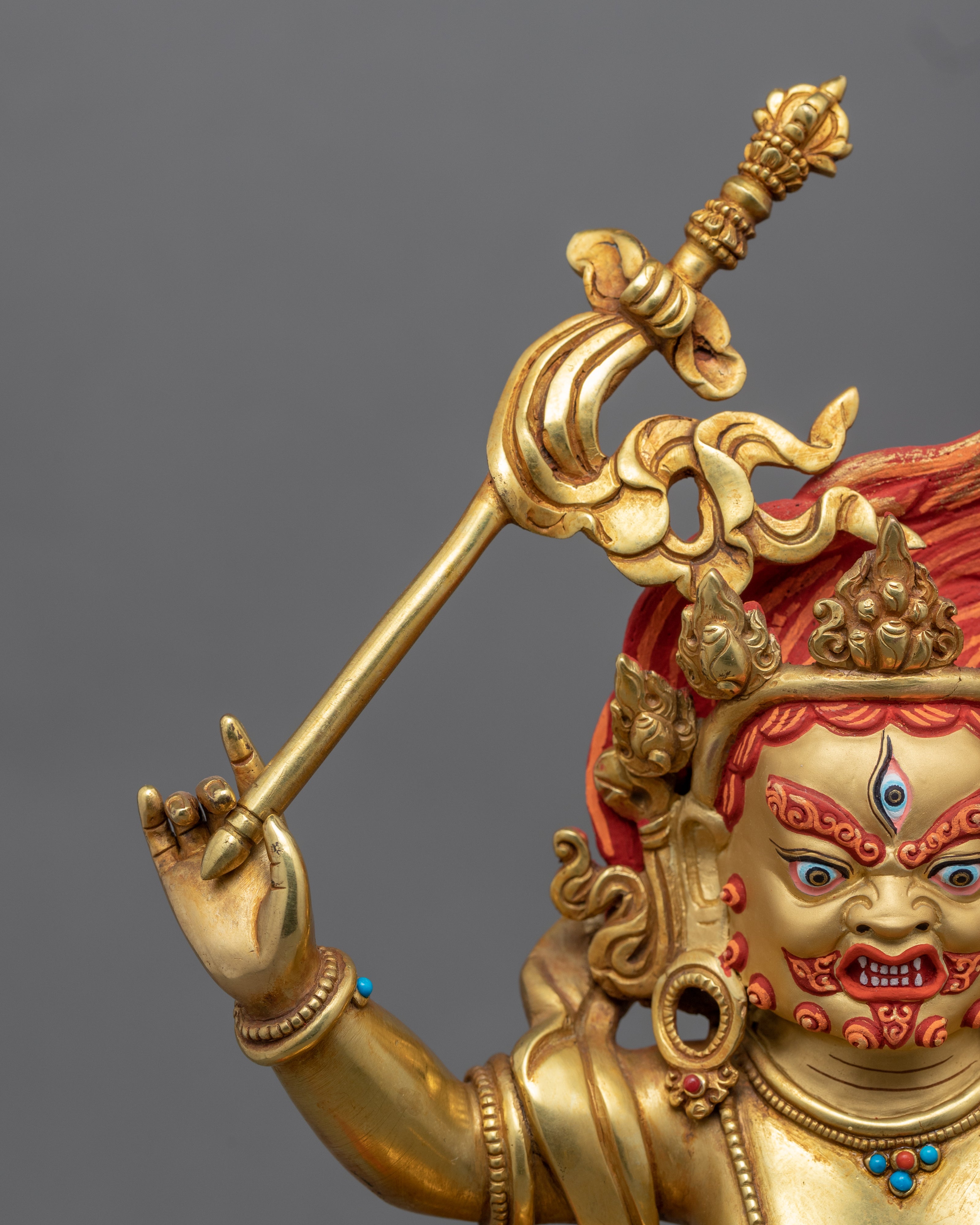 White Jambhala Mantra Sculpture | Gold Plated Himalayan Artwork