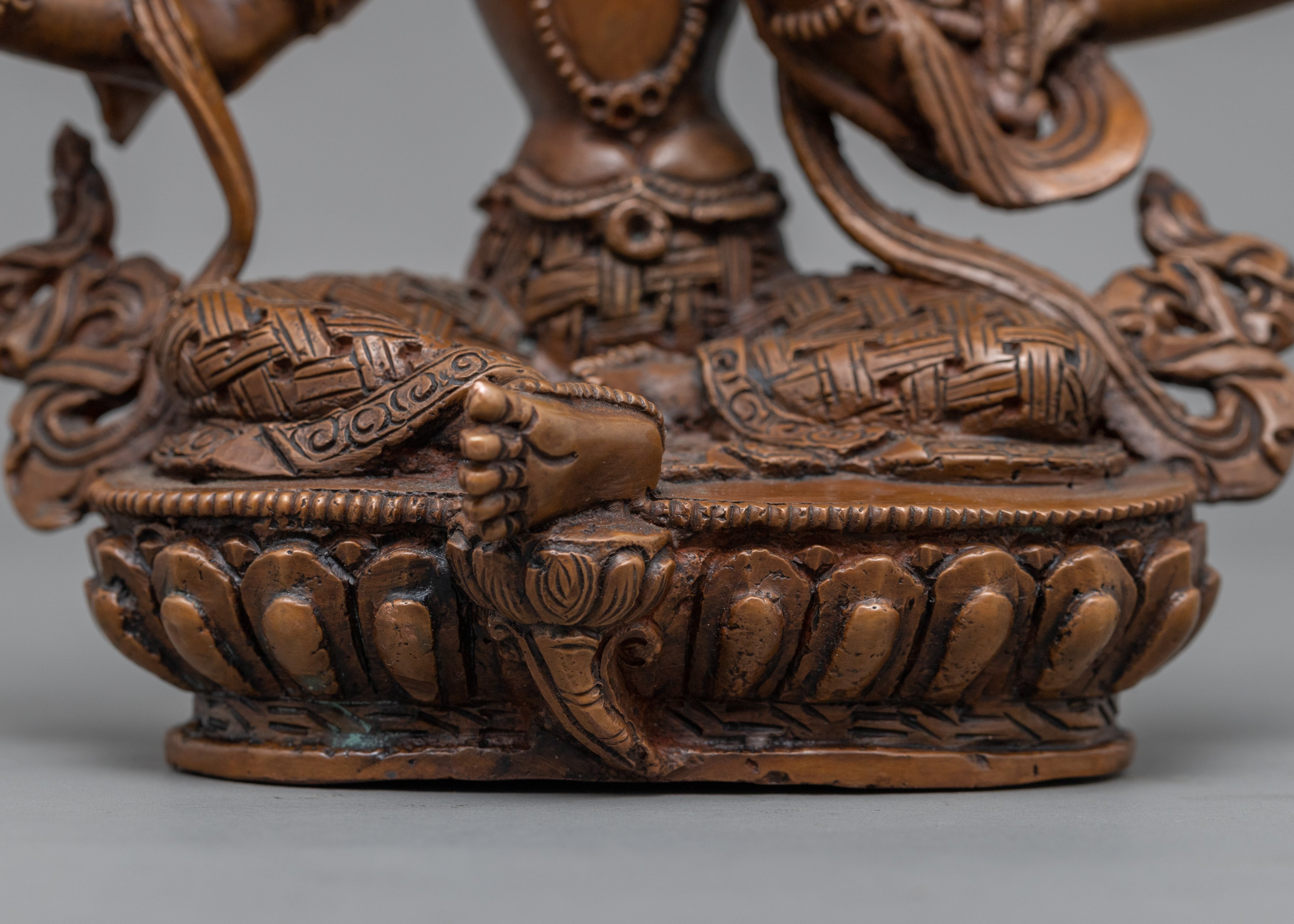 Red Manjushri Copper Statue | Tibetan Buddha Sculpture For Mindfulness