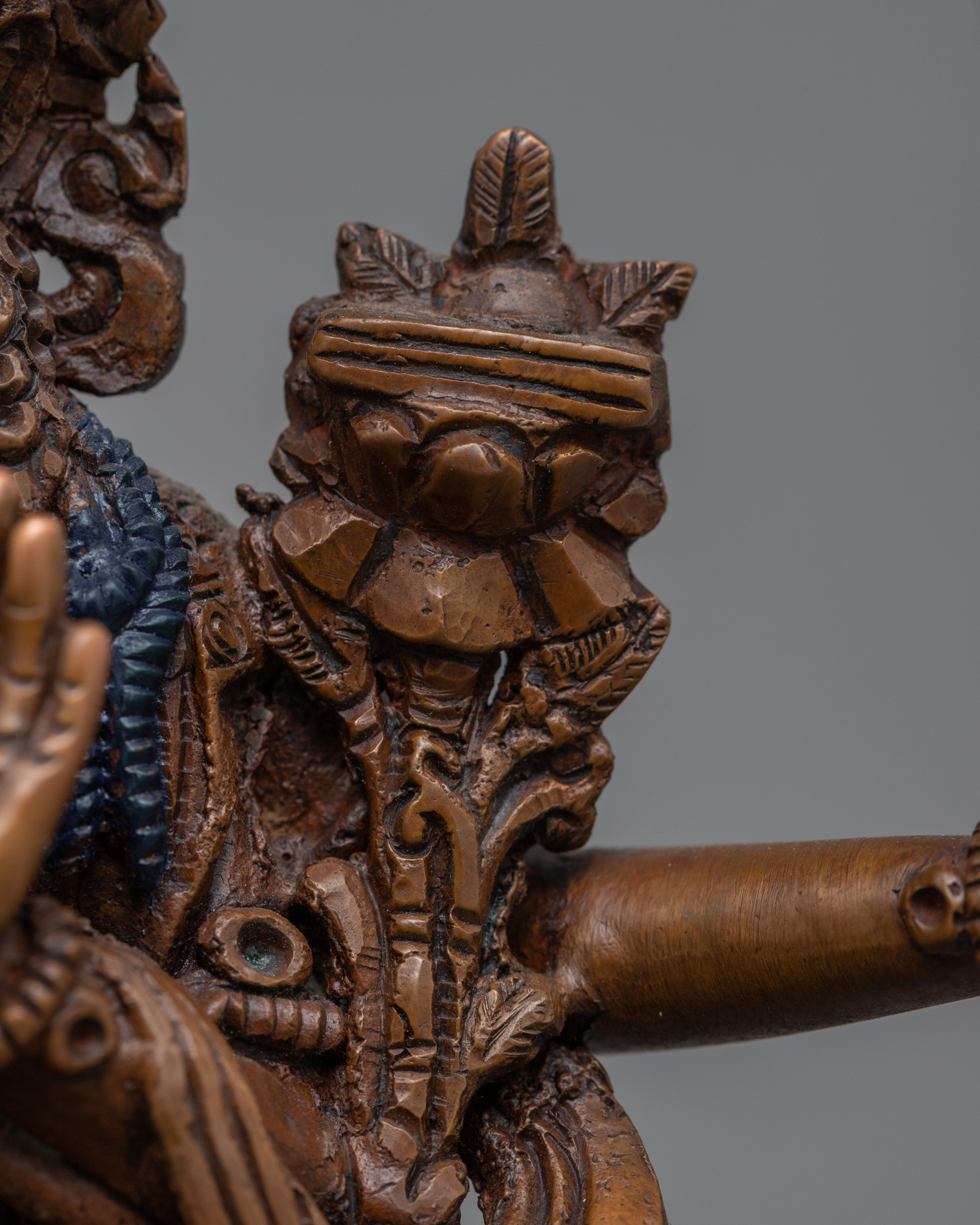 Red Manjushri Copper Statue | Tibetan Buddha Sculpture For Mindfulness