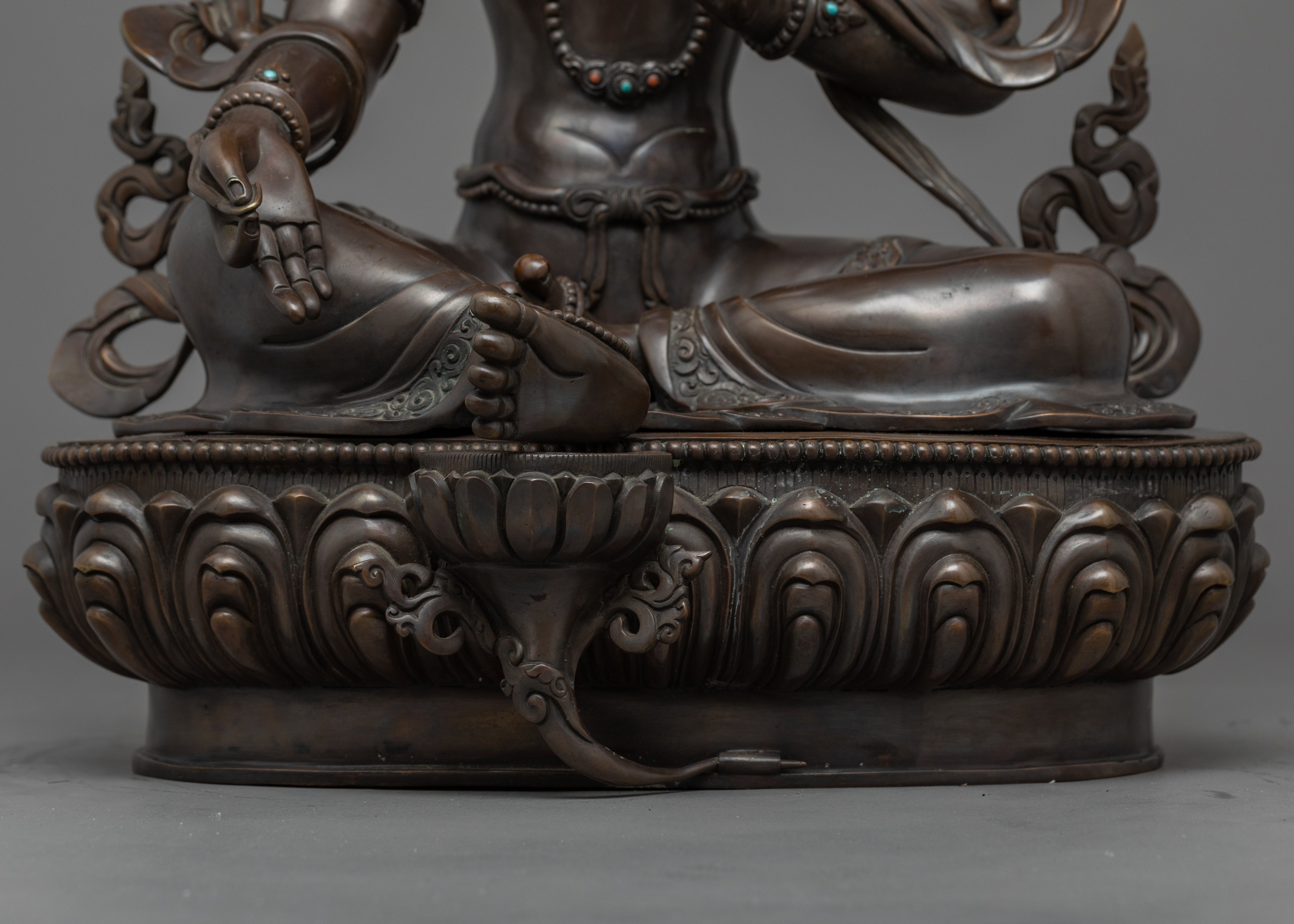 Copper Statue For Green Tara Hand Mudra Practice | Traditionally Hand-Carved Art