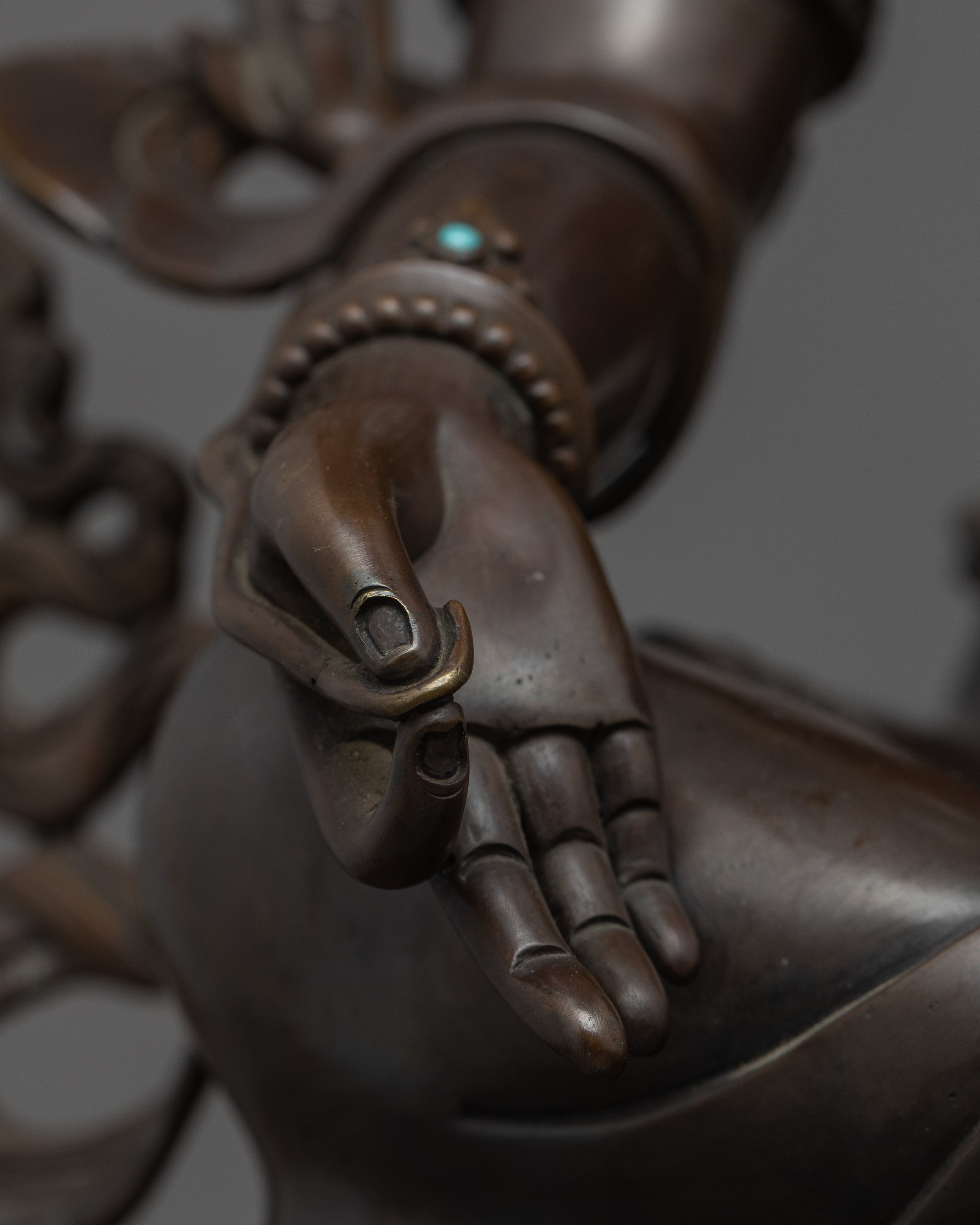 Copper Statue For Green Tara Hand Mudra Practice | Traditionally Hand-Carved Art - Termatree