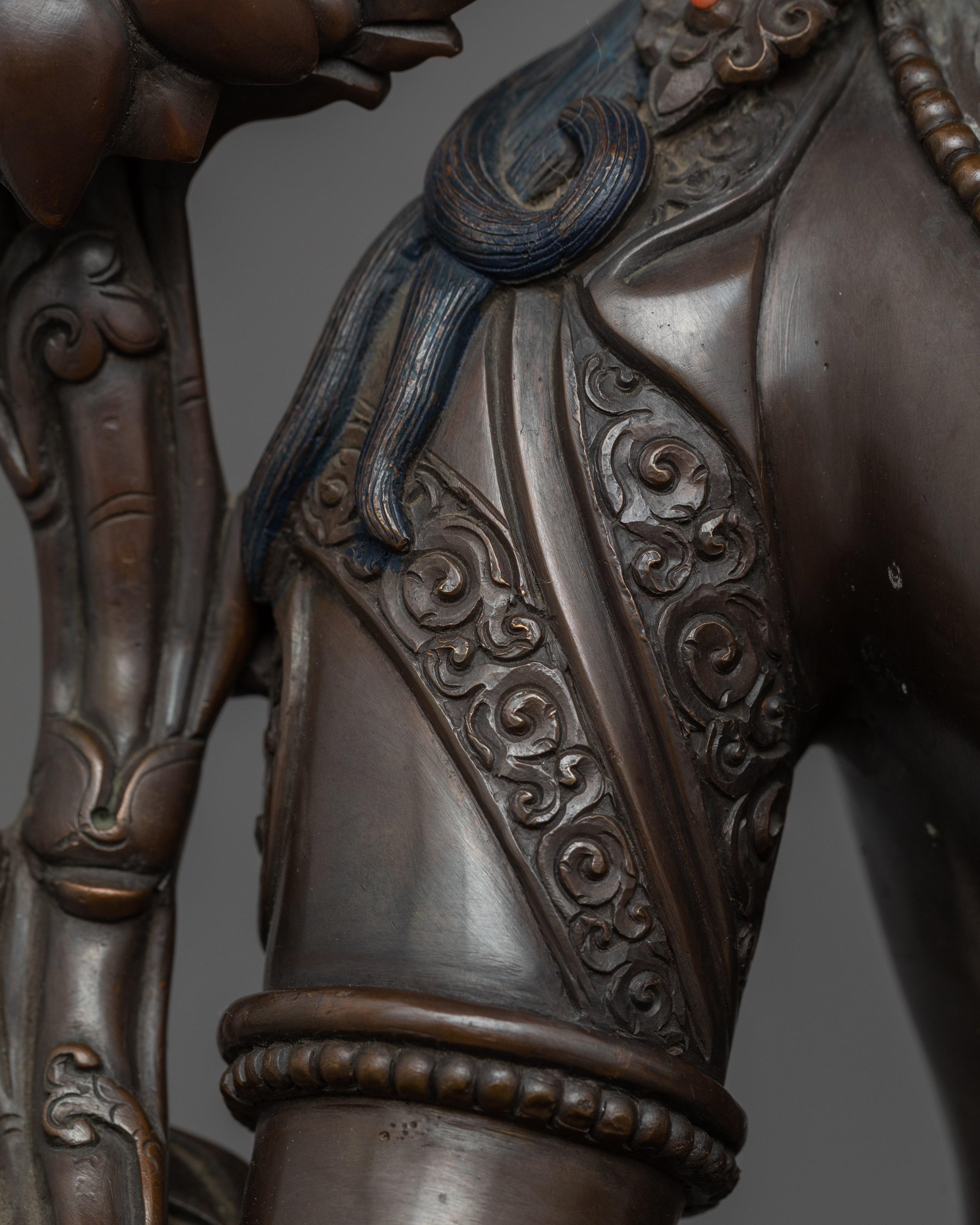 Copper Statue For Green Tara Hand Mudra Practice | Traditionally Hand-Carved Art - Termatree