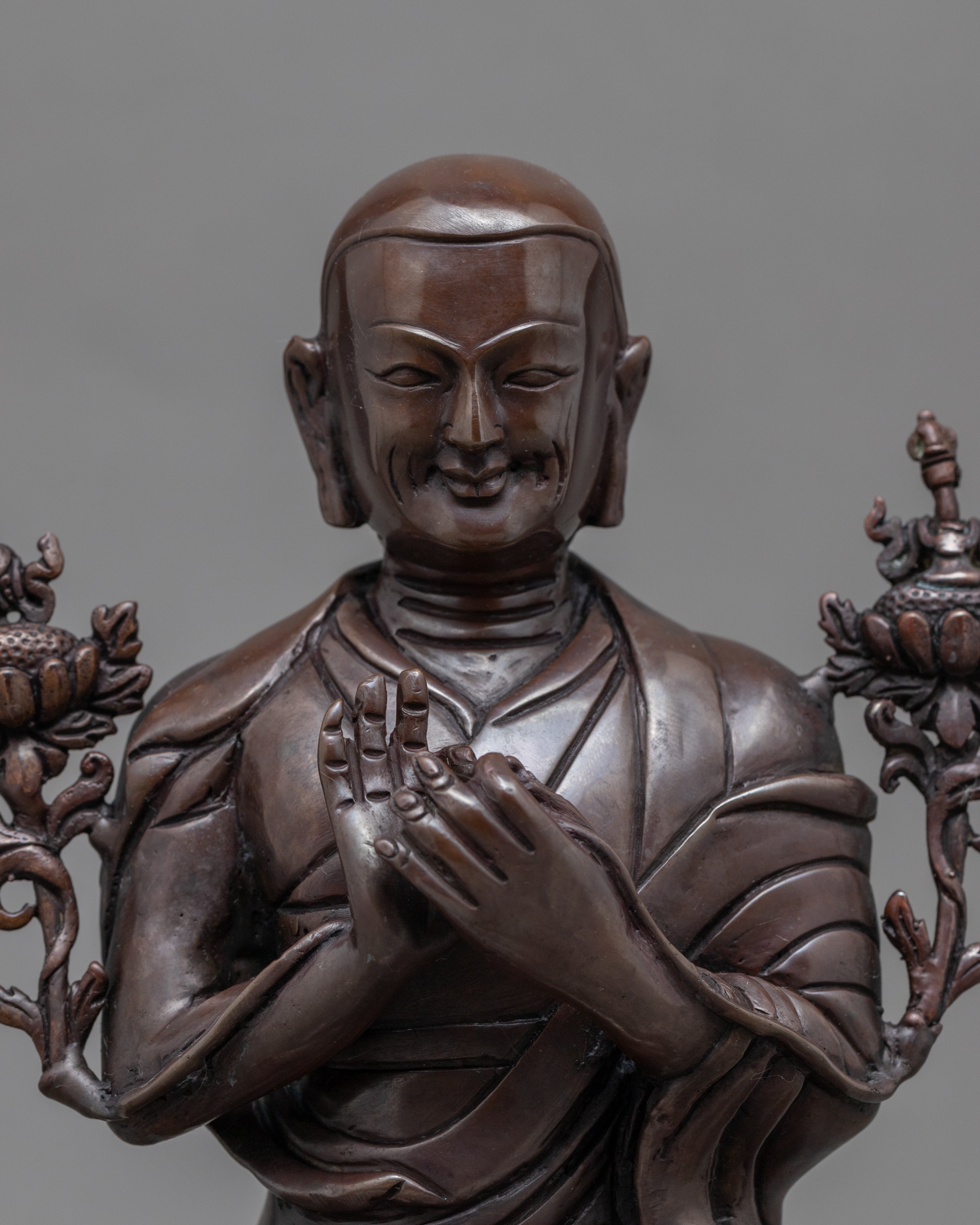 Oxidized Copper Statue For Je Tsongkhapa Mantra Practice | Traditional Tibetan Master Art