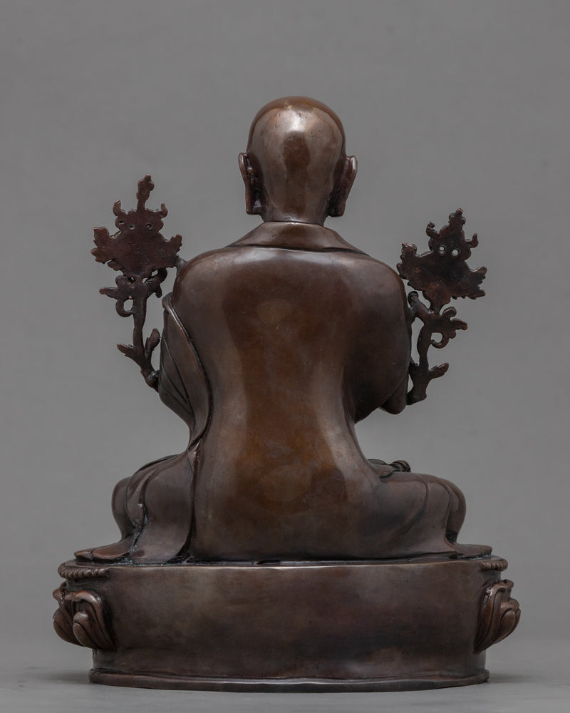Oxidized Copper Statue For Je Tsongkhapa Mantra Practice | Traditional Tibetan Master Art