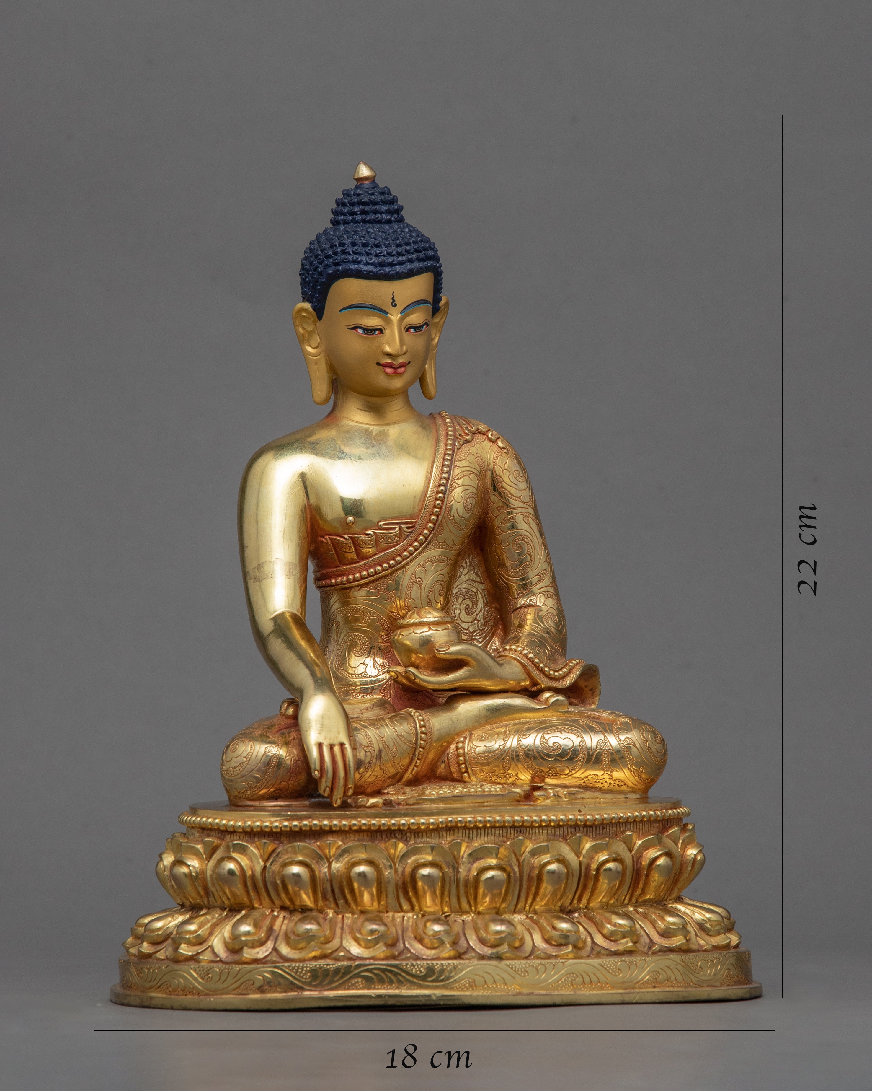 Traditional Gold Buddha Statue Home Decor | Gold-Plated Himalayan Artwork
