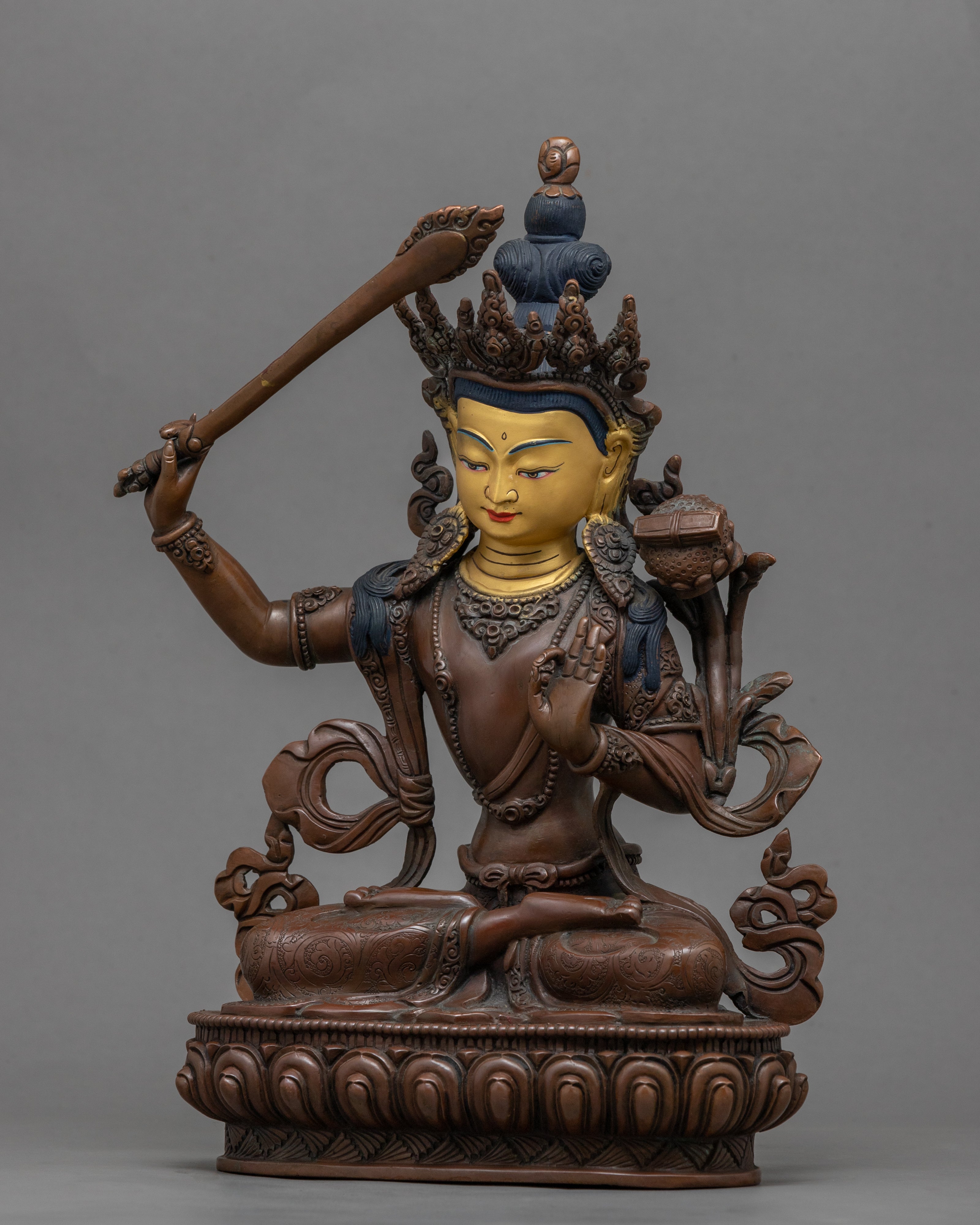 Manjushri Mudra Practice Statue | Historical Tibetan Buddhist Artwork