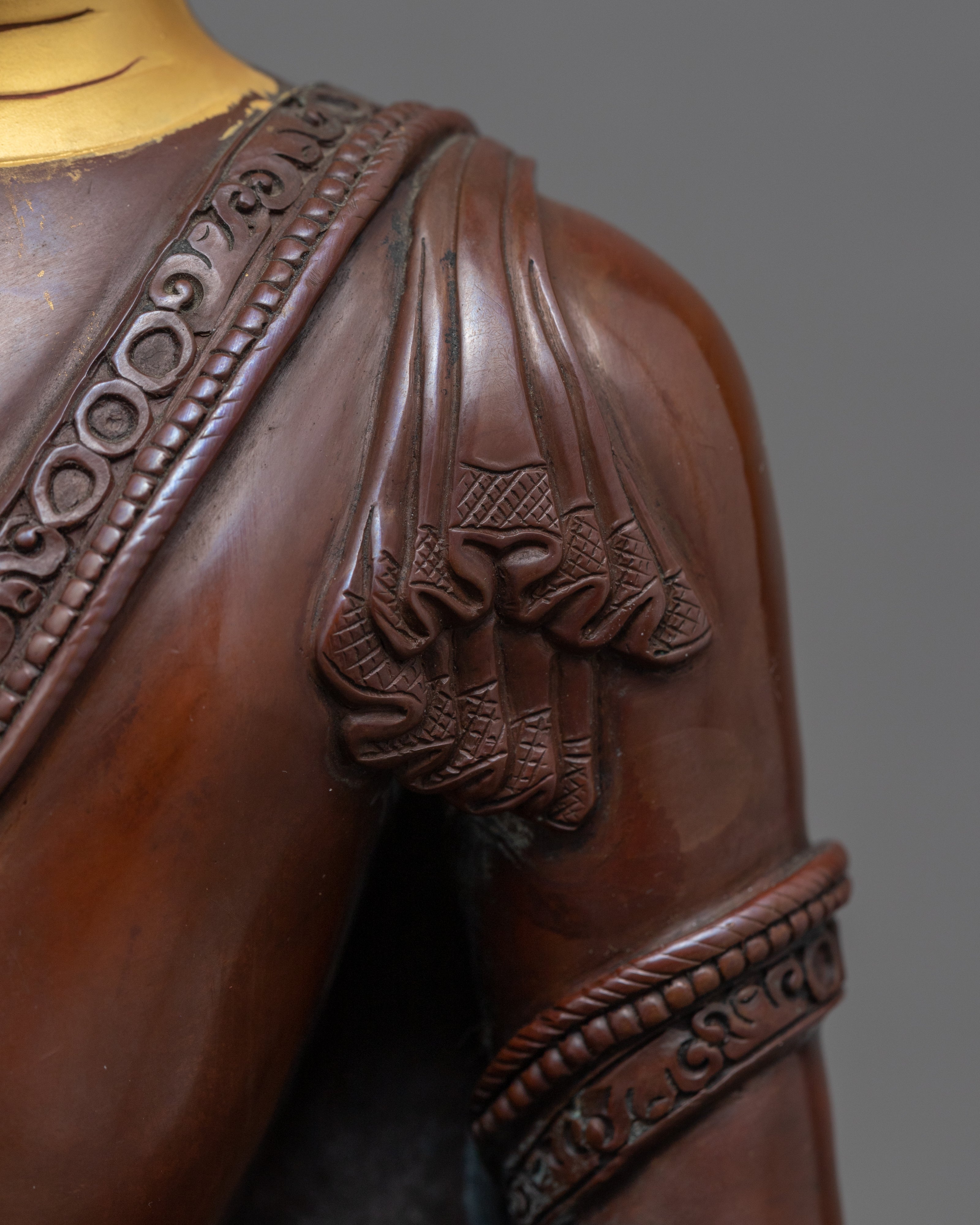 Copper Buddha Shakyamuni Statue | Oxidized Copper Body Artwork Of Buddhist Deity