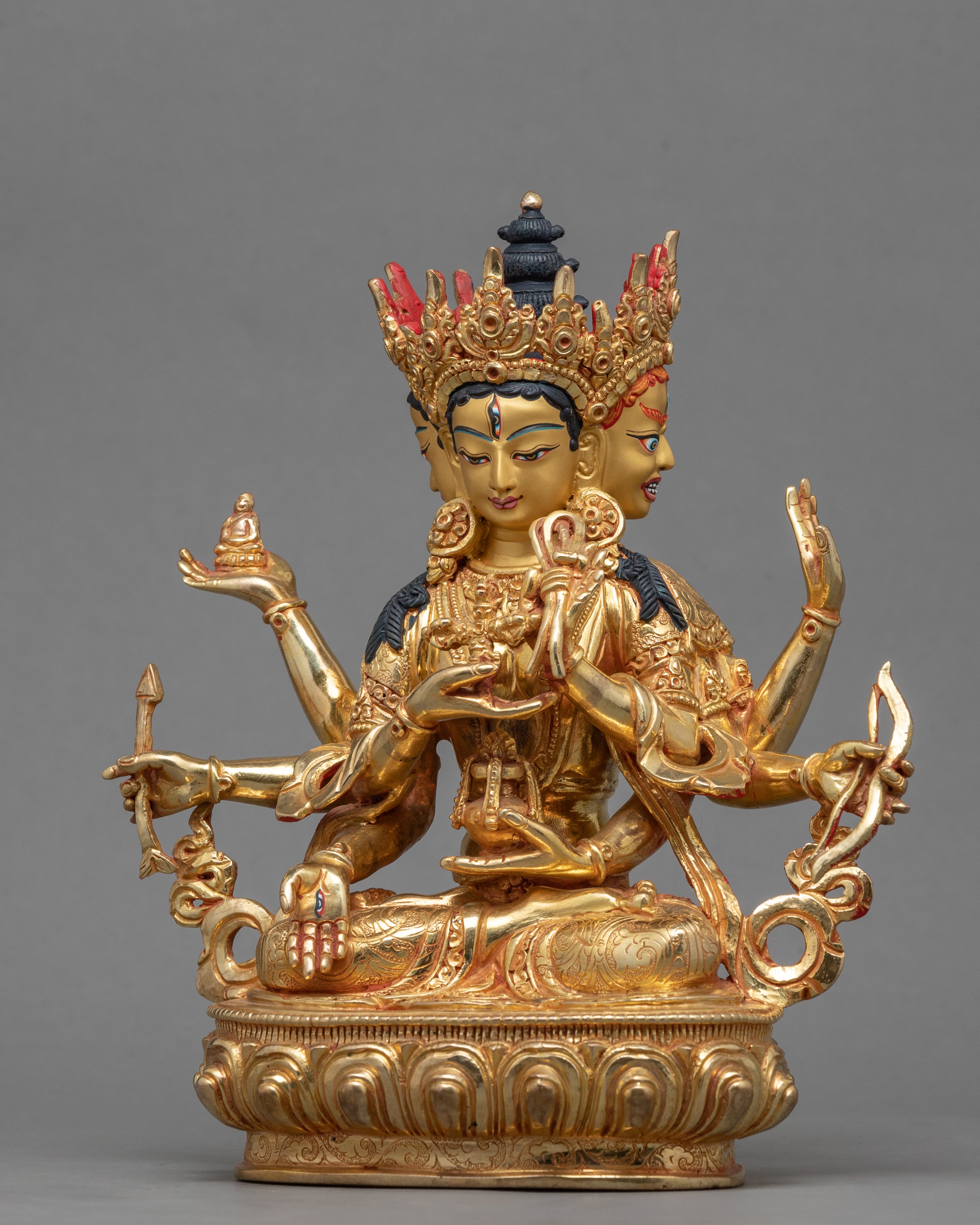 Gold Gilded Statue For Namgyalma Mantra Benefits | Tibetan Art Plated with Gold