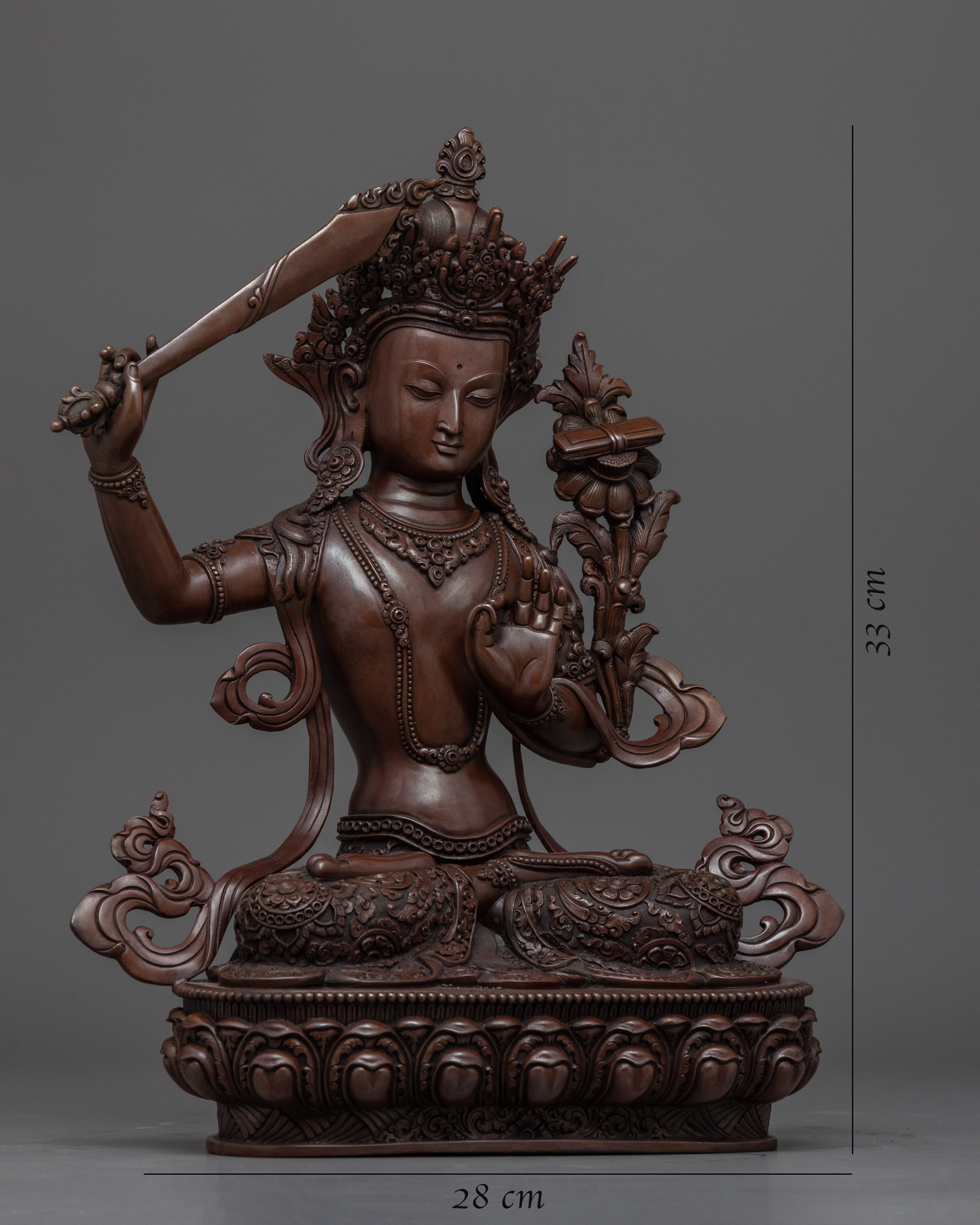 Manjushri Empowerment Sculpture | Tibetan Bodhisattva Of Wisdom Copper Statue