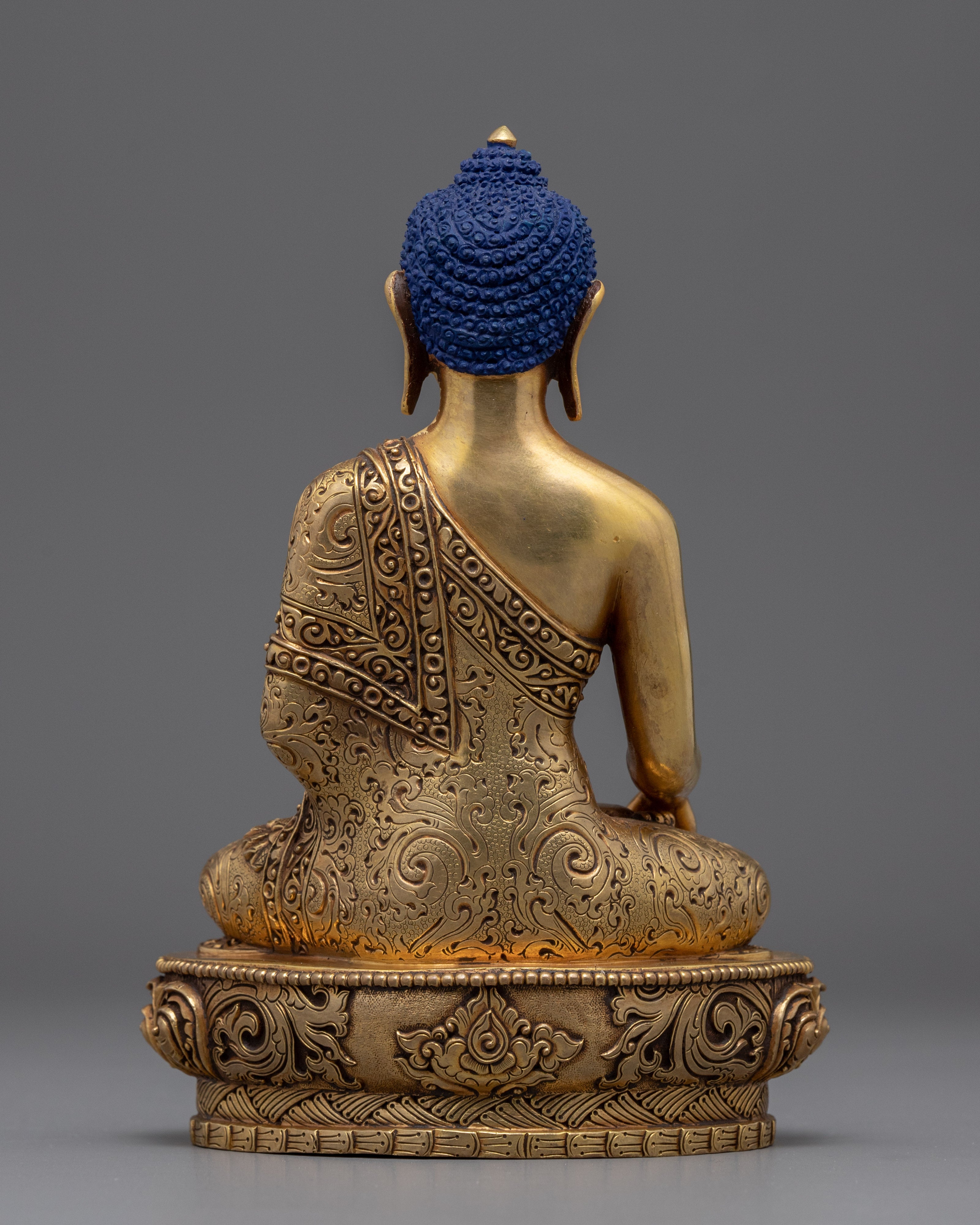 Shakyamuni Buddha Hand Mudra Practice Statue | Gold-Plated Himalayan Artwork