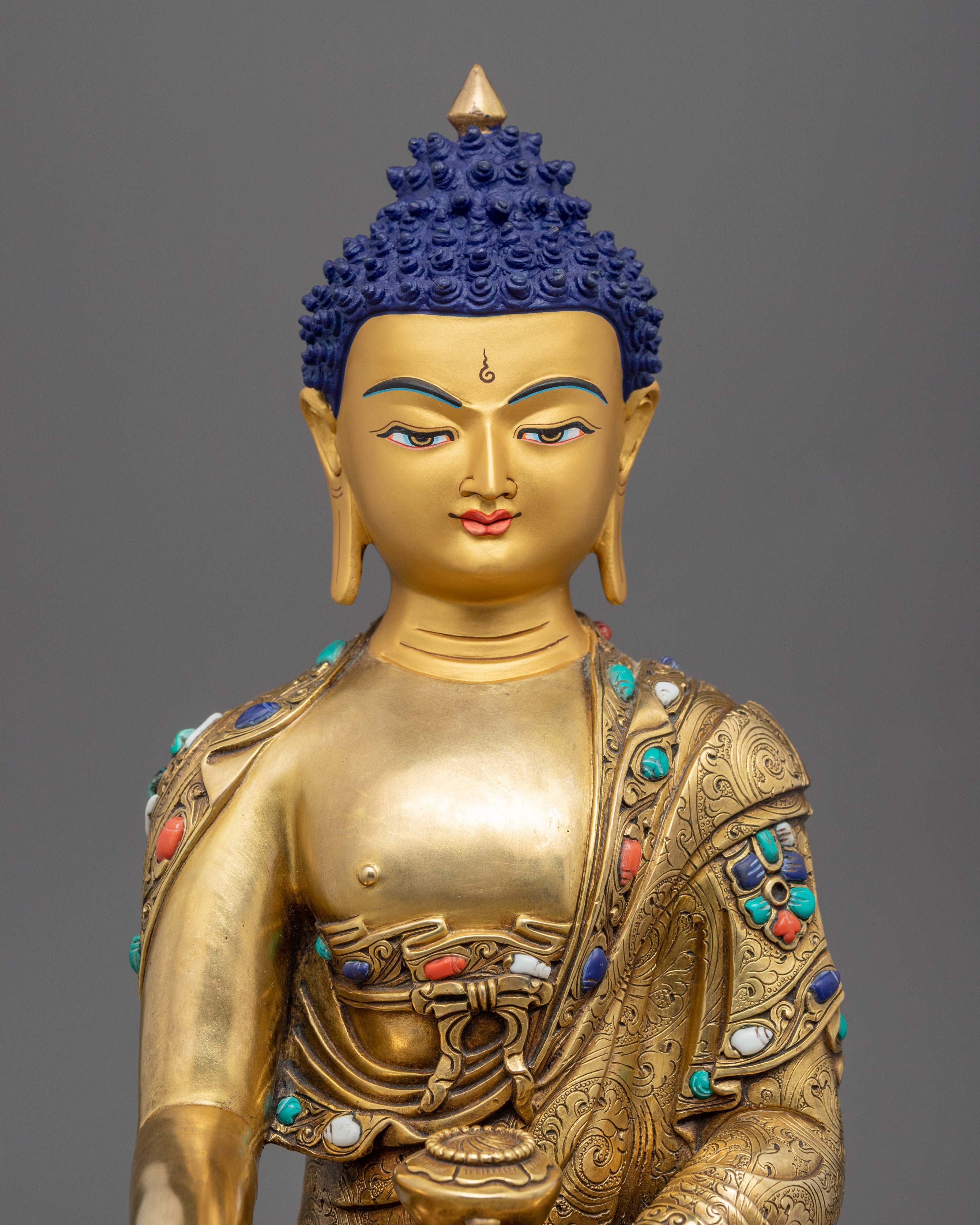 Shakyamuni Buddha Statue Indoor Practice | Gold-Gilded Buddhist Traditional Sculpture