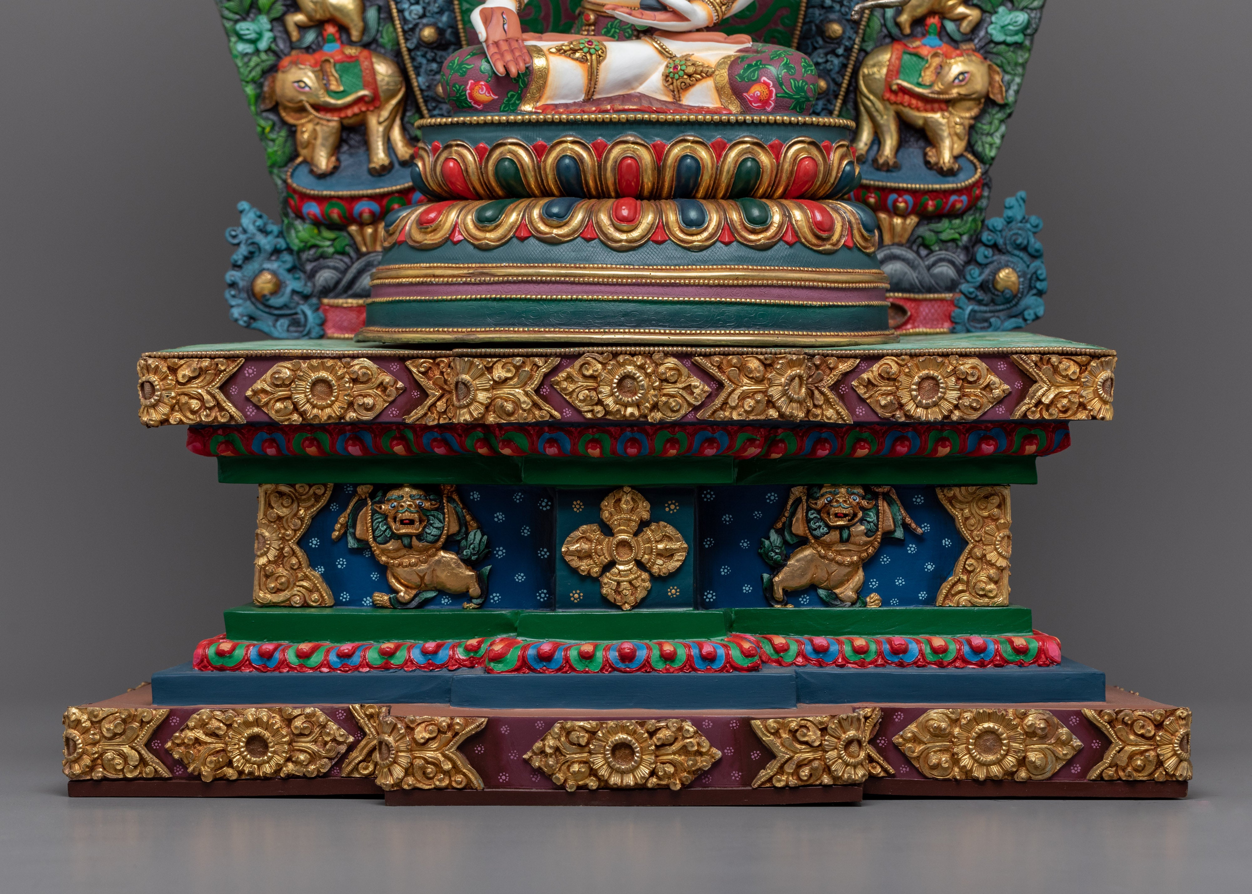Acrylic Painted Statue For Namgyalma Long Mantra Practice | Tibetan Art Plated with Gold
