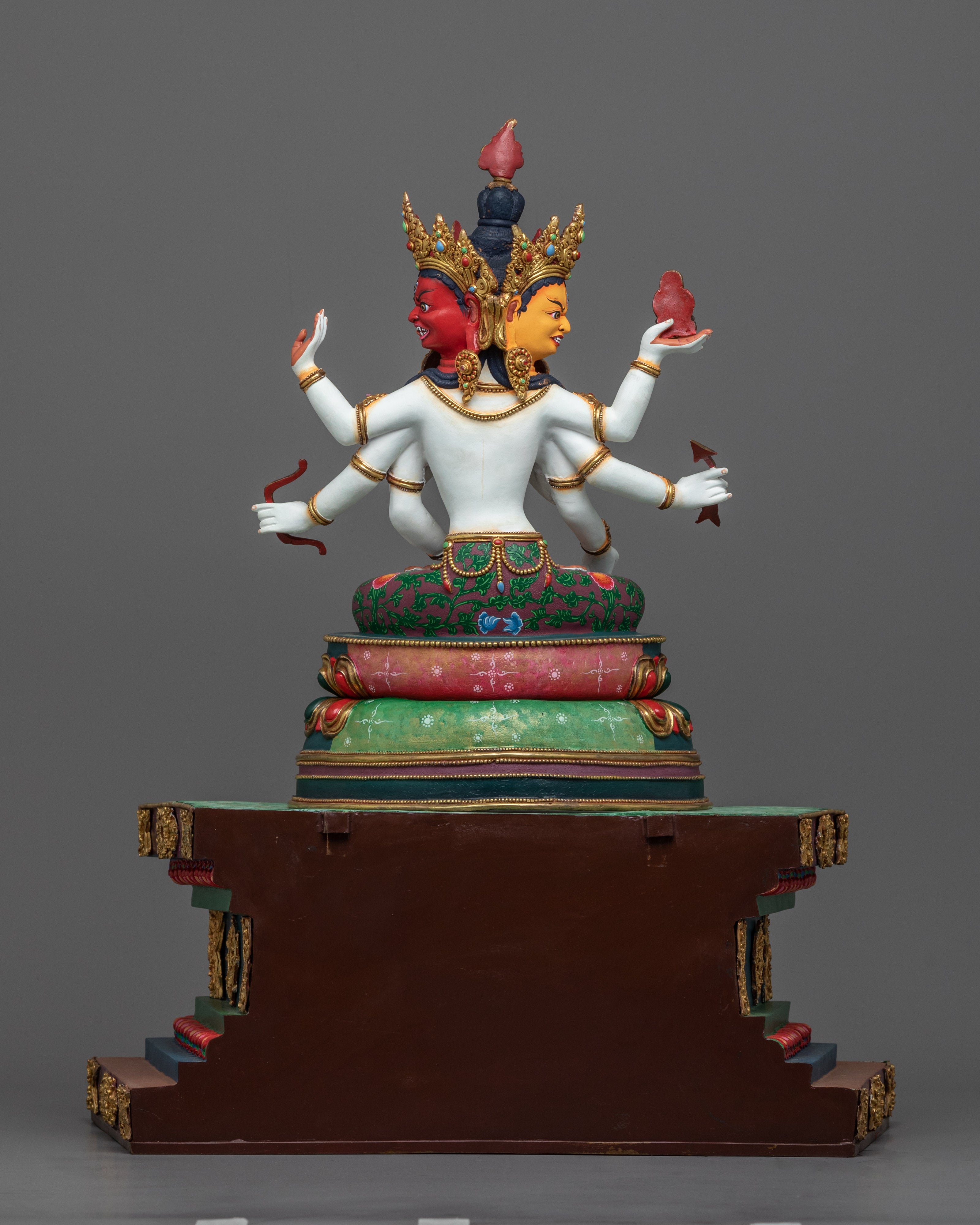 Acrylic Painted Statue For Namgyalma Long Mantra Practice | Tibetan Art Plated with Gold