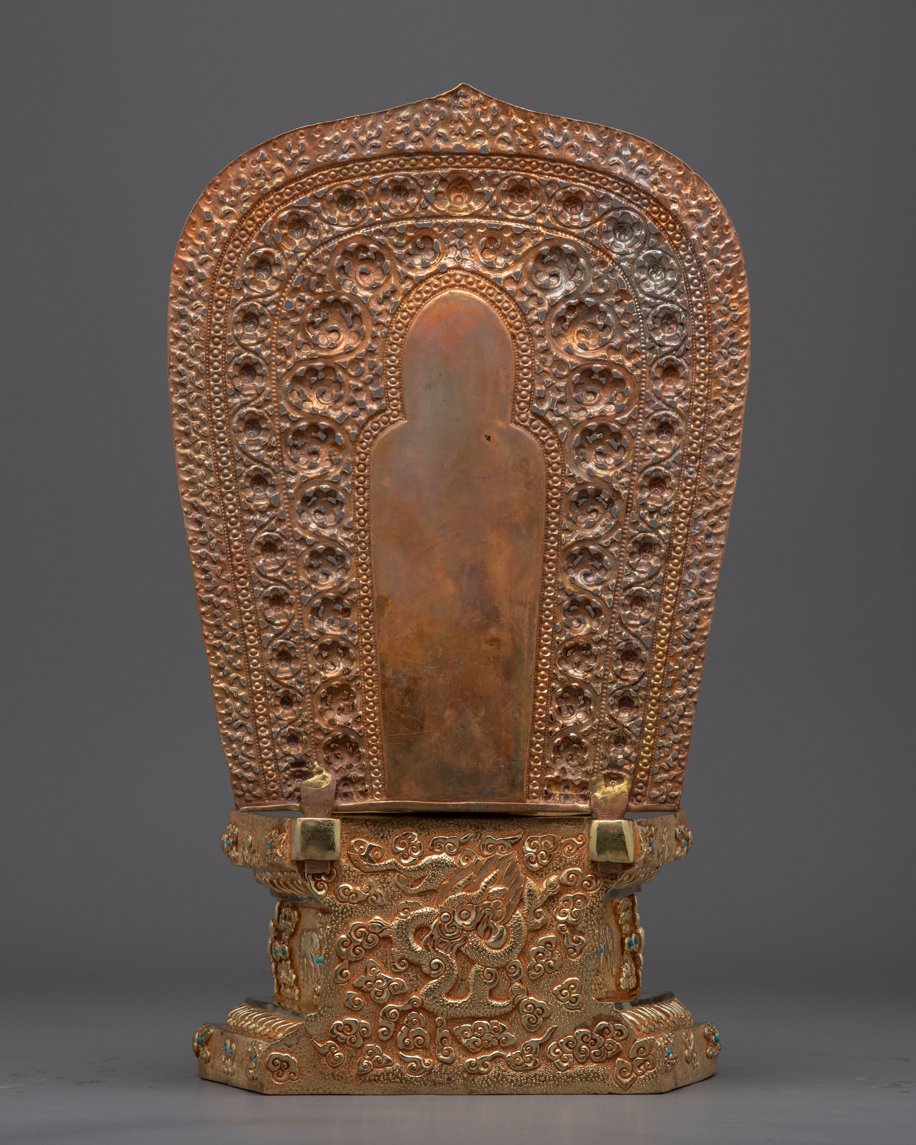 Shakyamuni Buddha Saint Seated On Throne Statue | 24K Gold Hand-Carved Statue