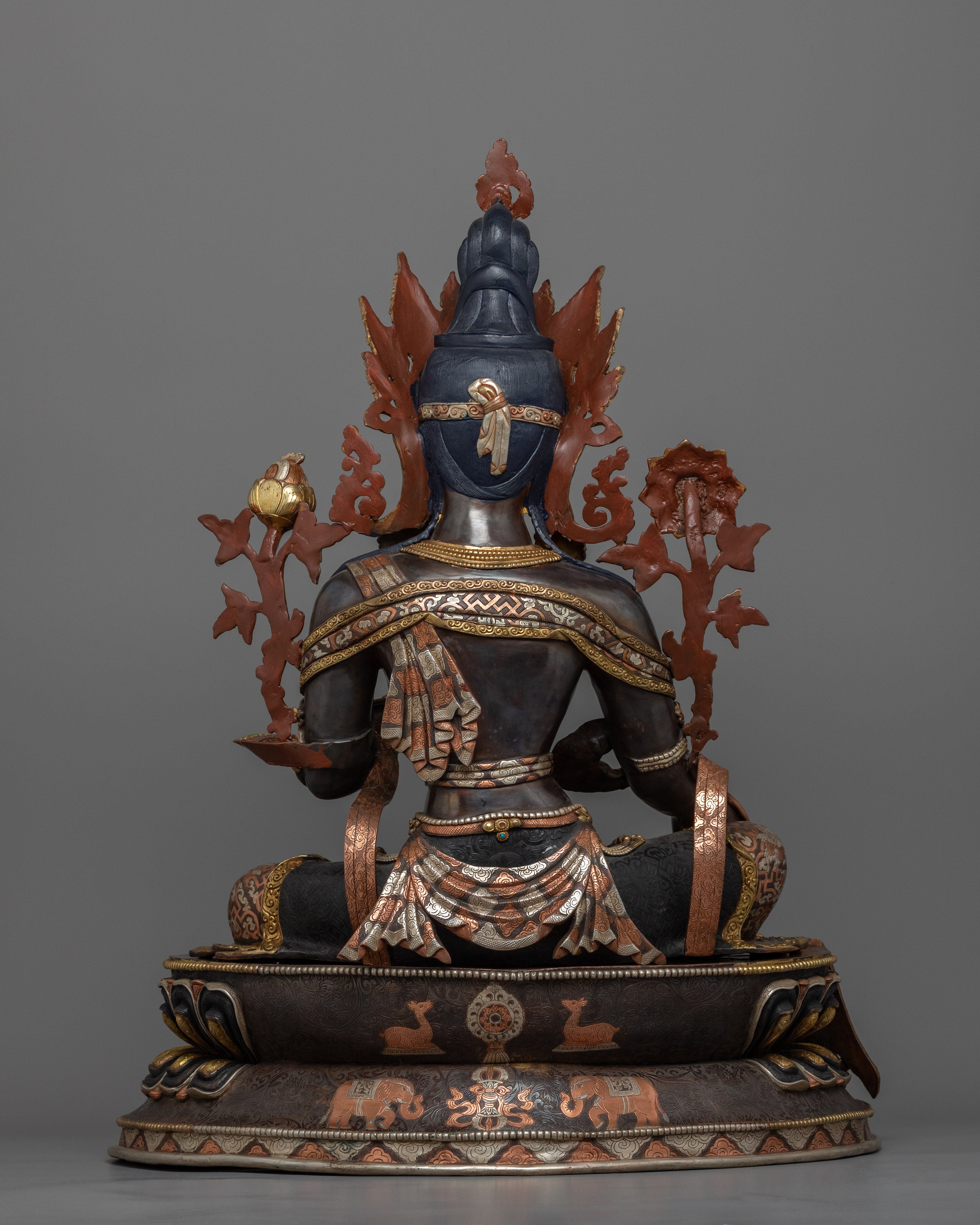 Green Tara Princess Statue | Traditional Tibetan Copper & Gold Statue Of Mother Tara