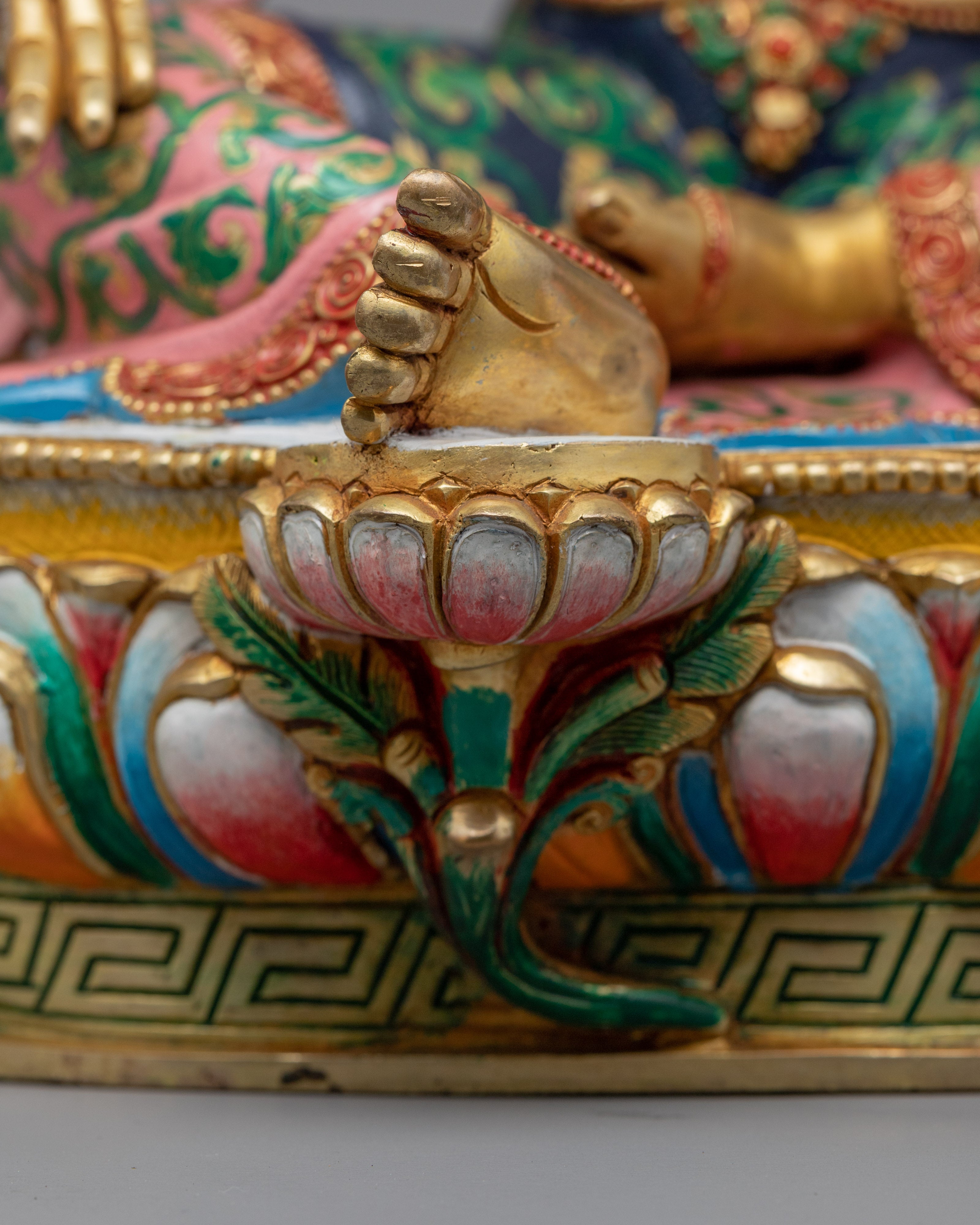 Nepali Princess Tara Gold Statue | Traditional Himalayan Green Tara Sculpture