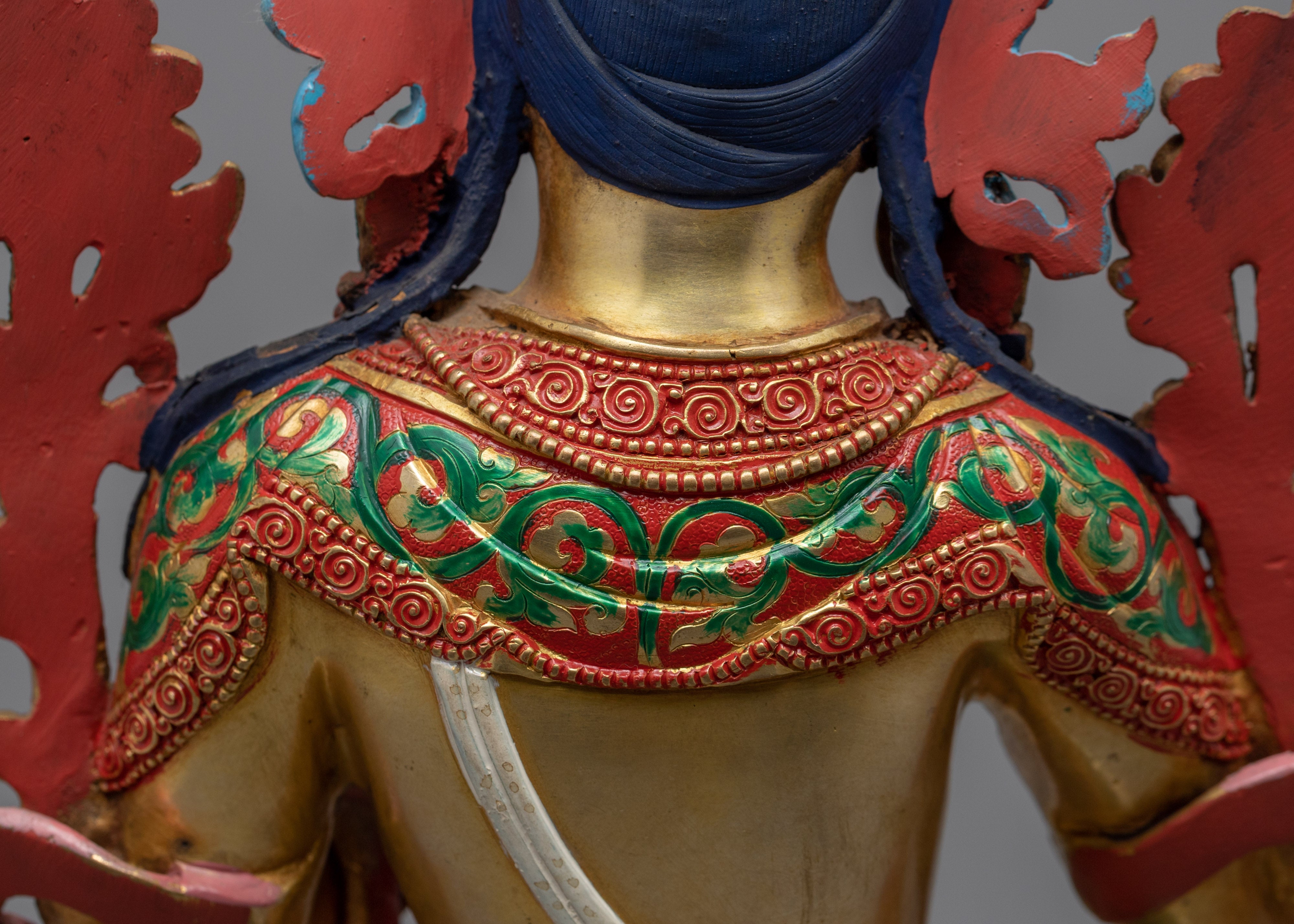 Nepali Princess Tara Gold Statue | Traditional Himalayan Green Tara Sculpture