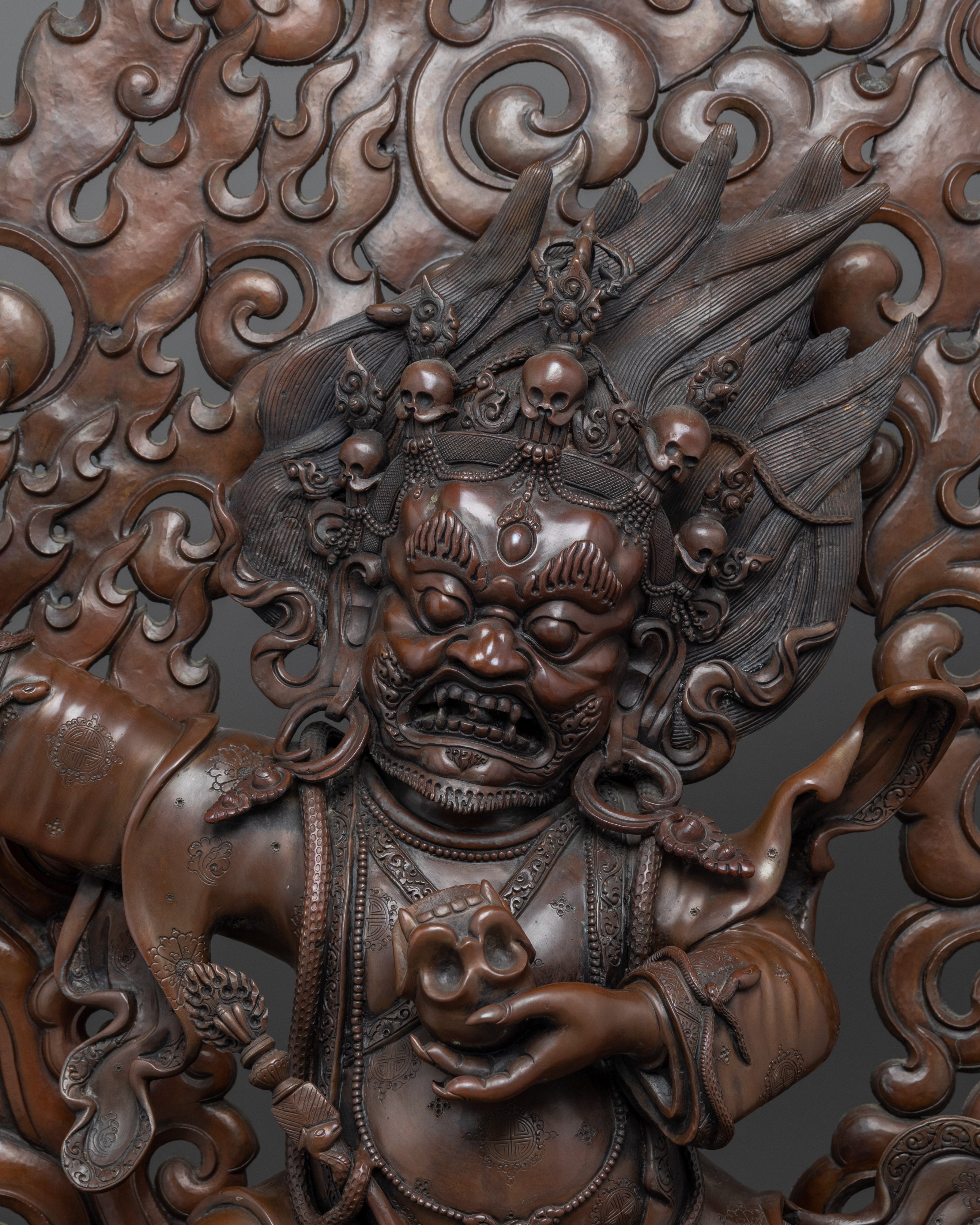 Mahakala Bernagchen Copper Statue | Buddhist Deity Figurine For Ritual