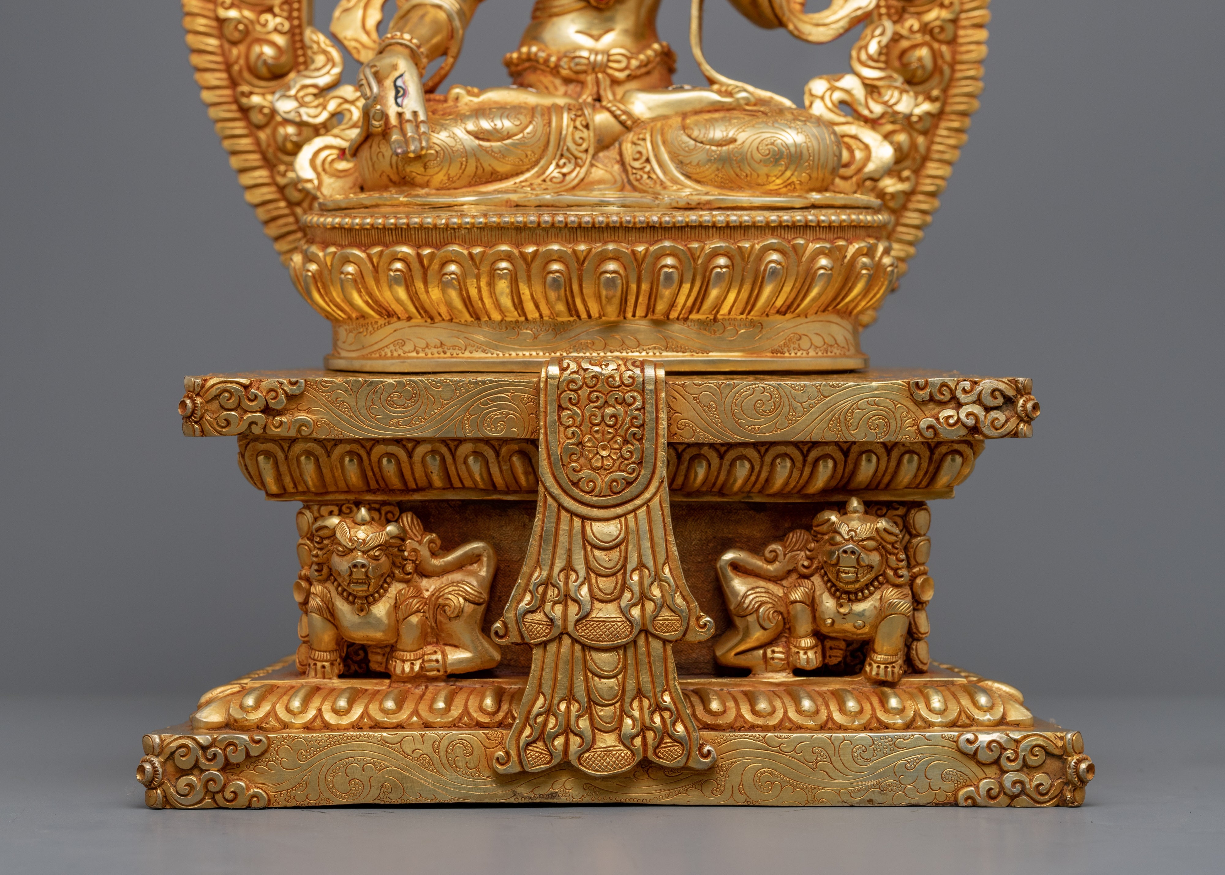 White Tara Empowerment Statue | Tibetan Deity White Tara Seated on Throne Figurine