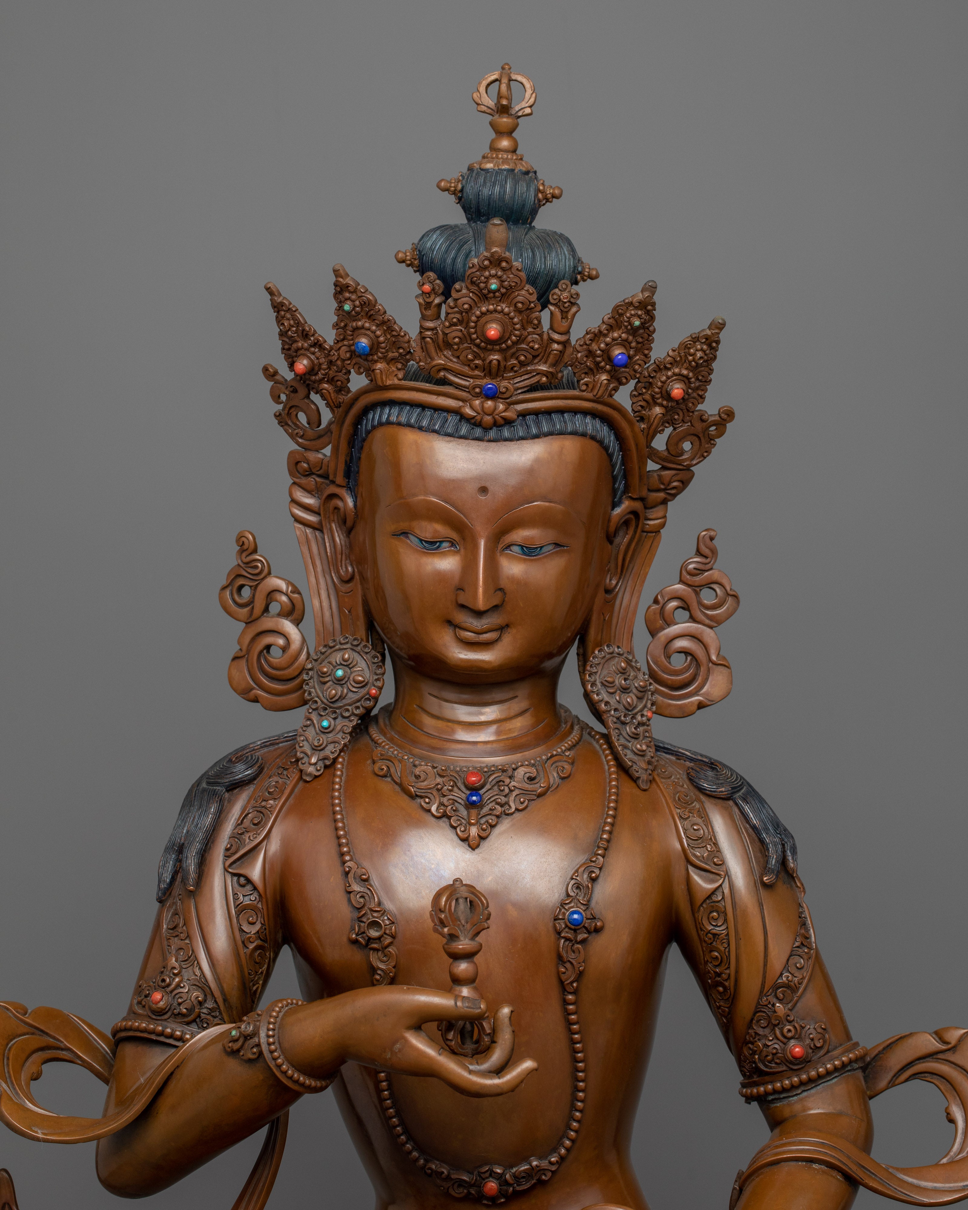 Copper Statue For Dorje Sempa Mantra Practice | Oxidized Artwork Of Buddhist Deity
