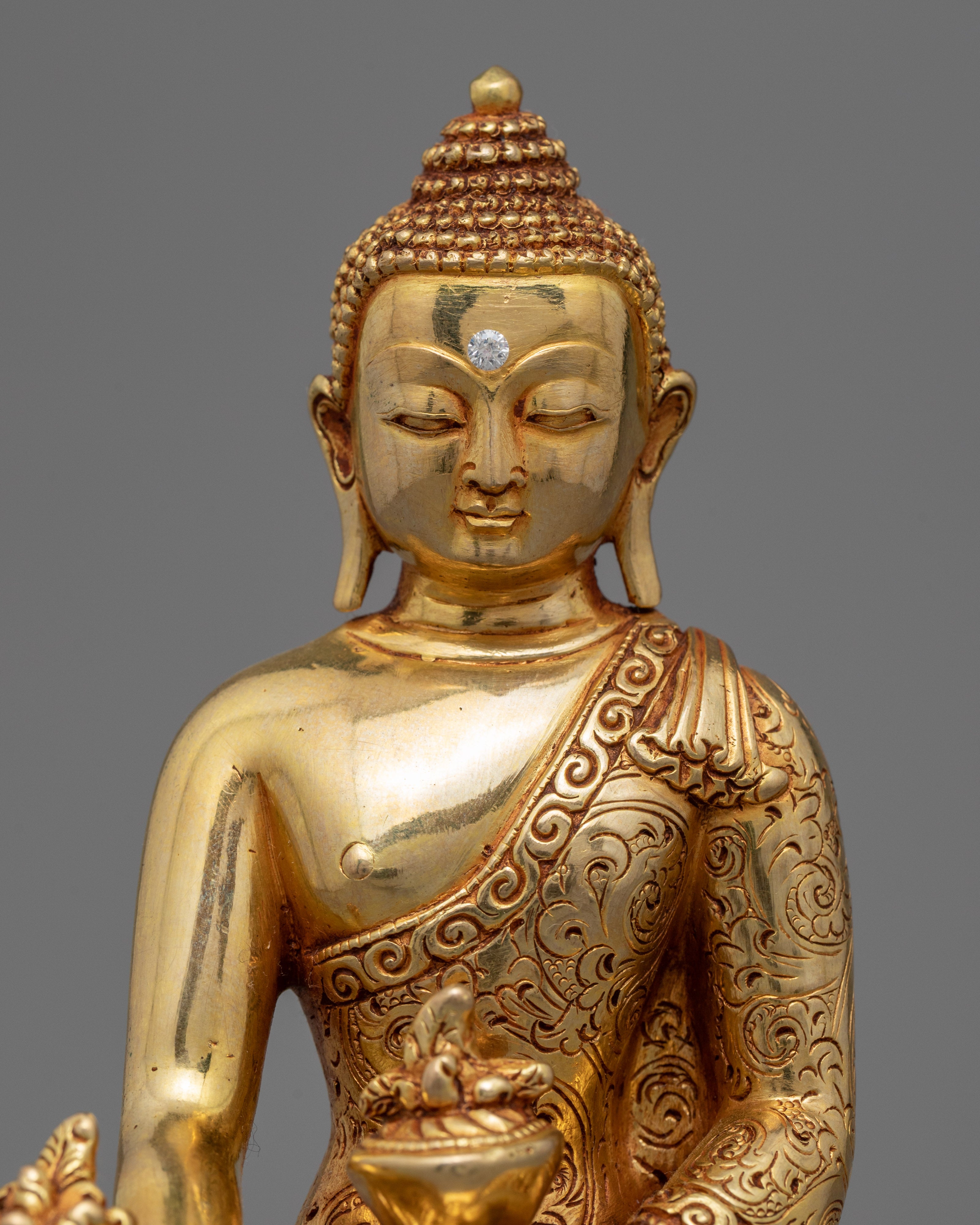 Gold-Gilded Three Buddha Statue Set | Shakyamuni, Amitabha & Medicine Buddha Sculpture