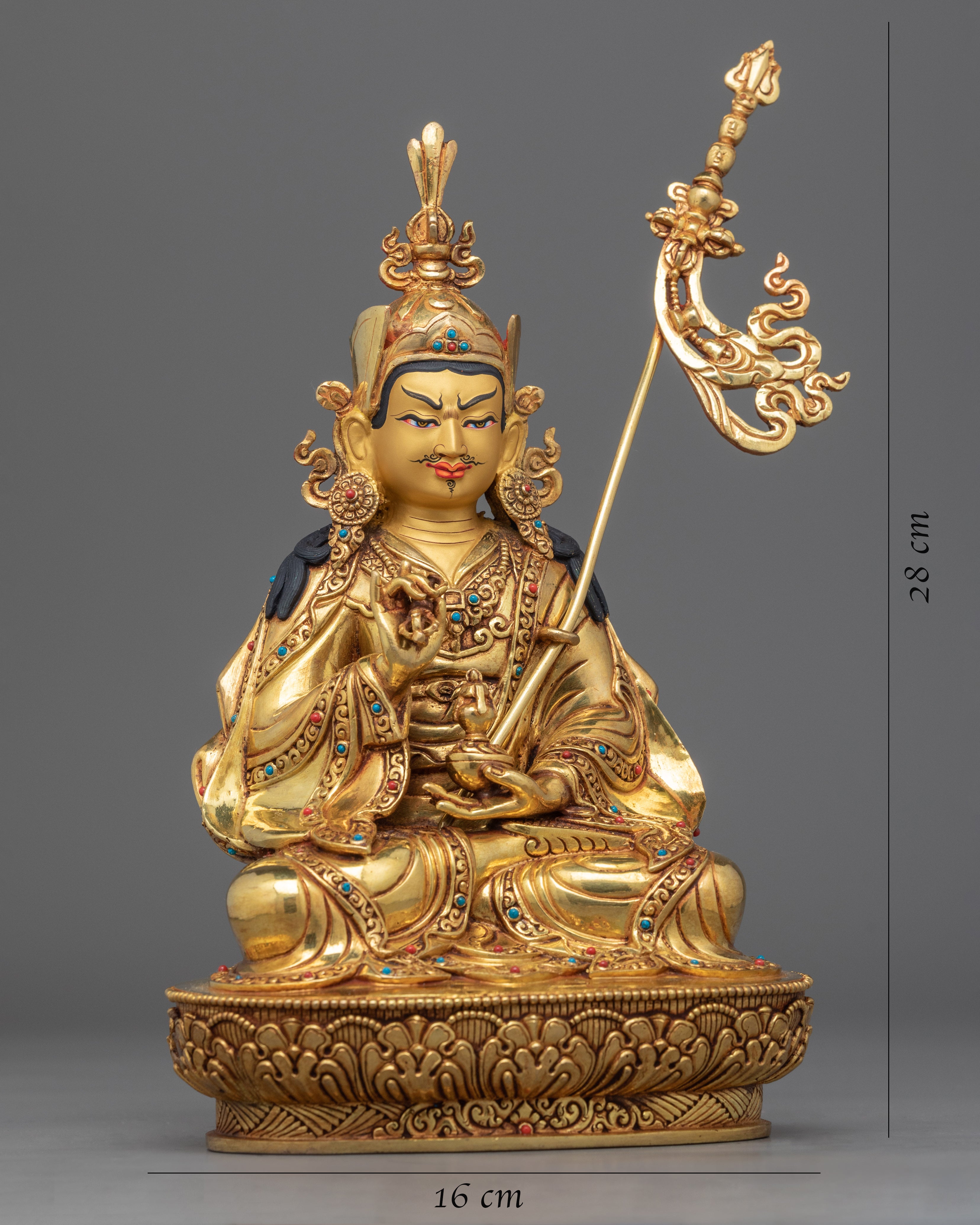 Guru Rinpoche Puja Statue | Gold-Gilded Himalayan Artwork