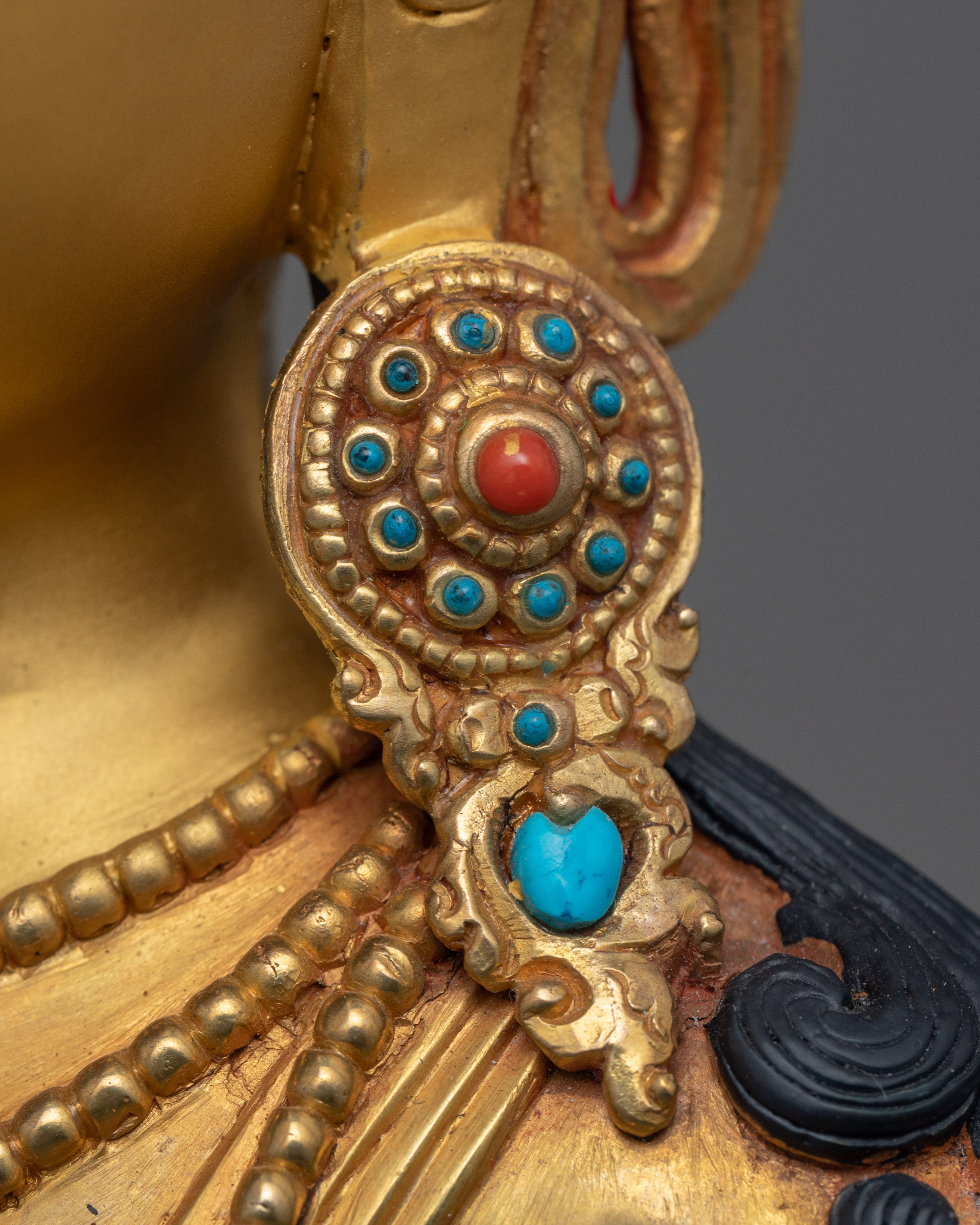 Shakyamuni Buddha Mantra Practice Statue | Gold-Gilded Himalayan Artwork