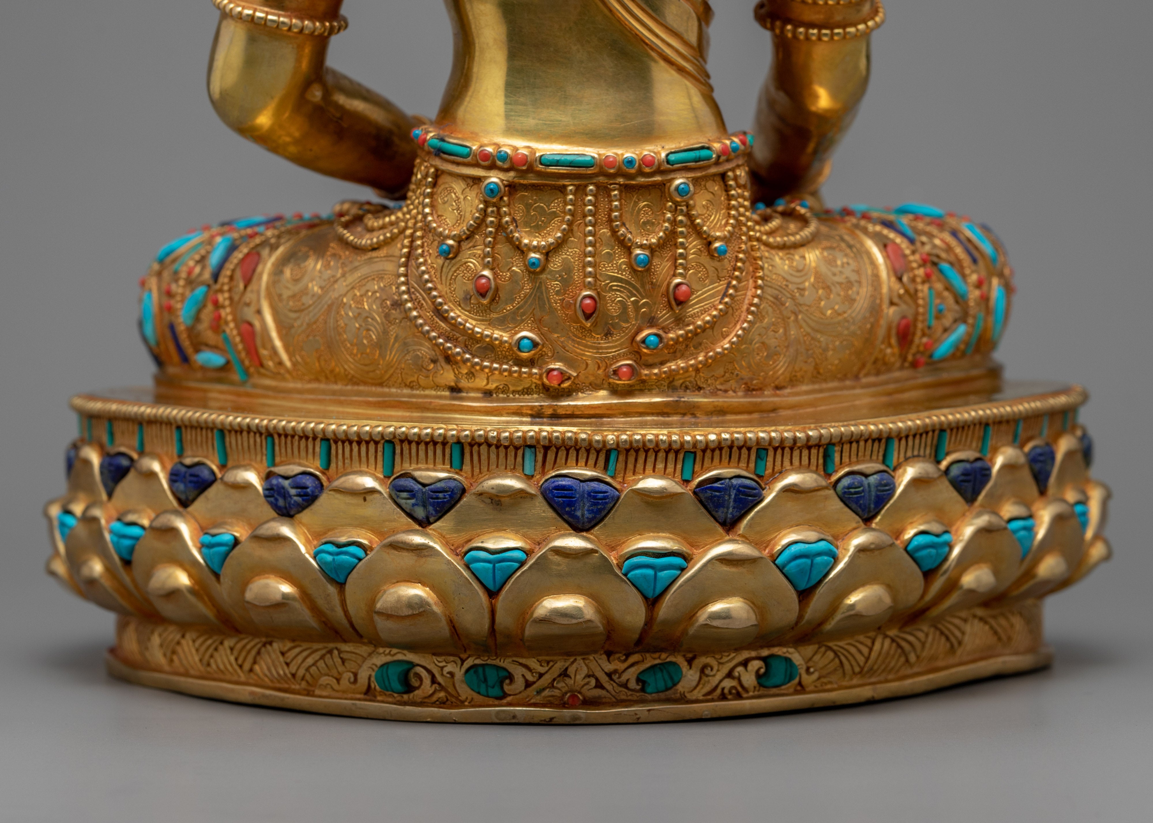 Shakyamuni Buddha Mantra Practice Statue | Gold-Gilded Himalayan Artwork