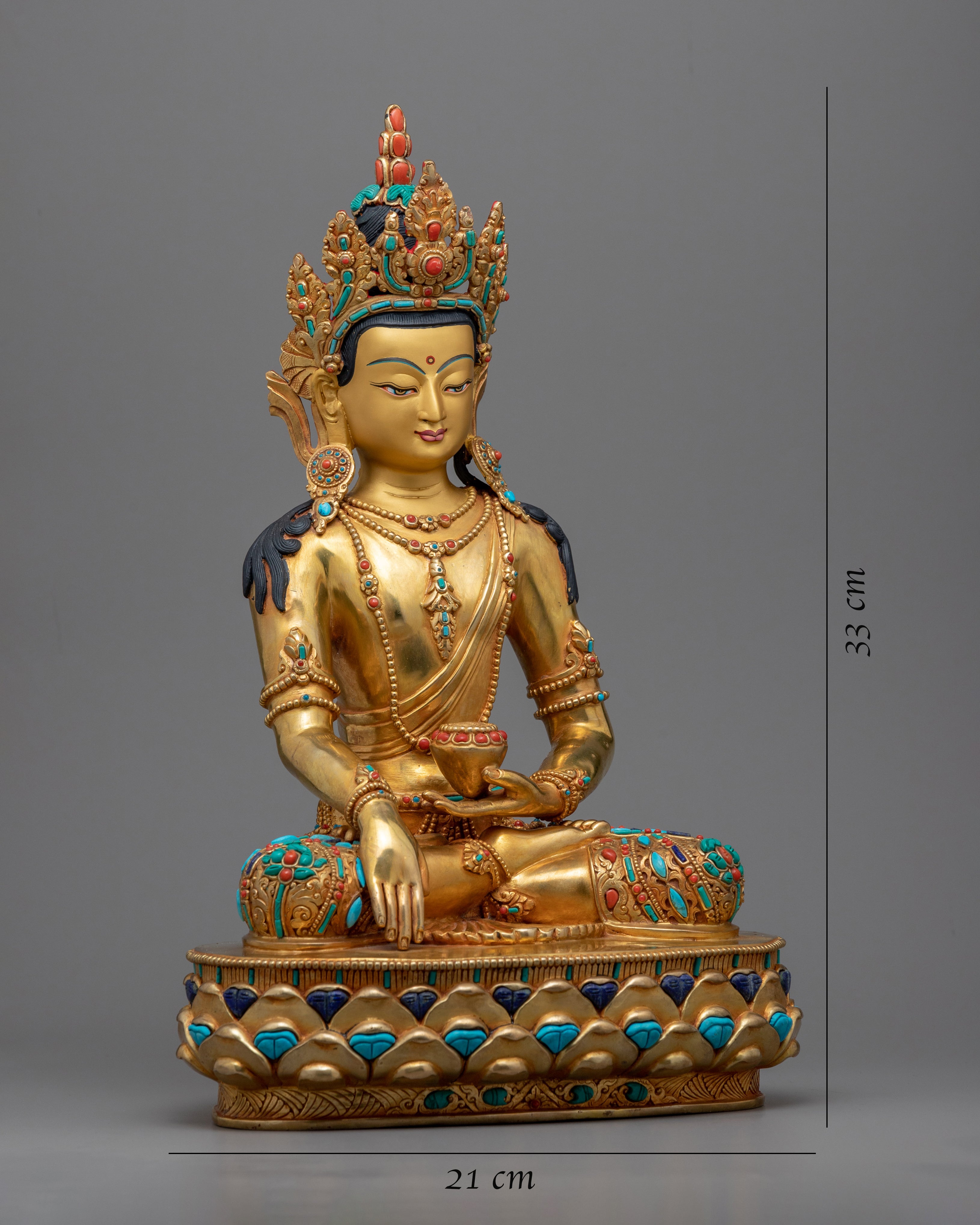 Shakyamuni Buddha Mantra Practice Statue | Gold-Gilded Himalayan Artwork