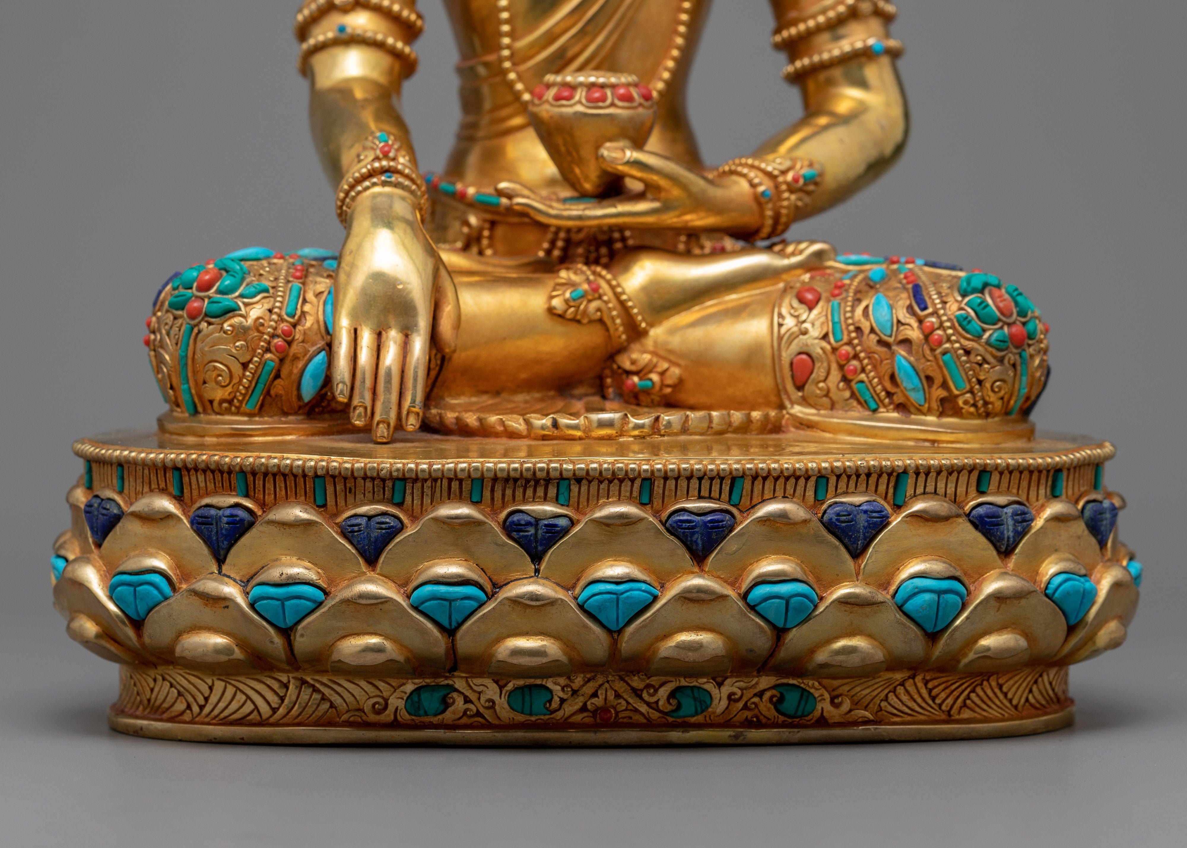 Shakyamuni Buddha Mantra Practice Statue | Gold-Gilded Himalayan Artwork