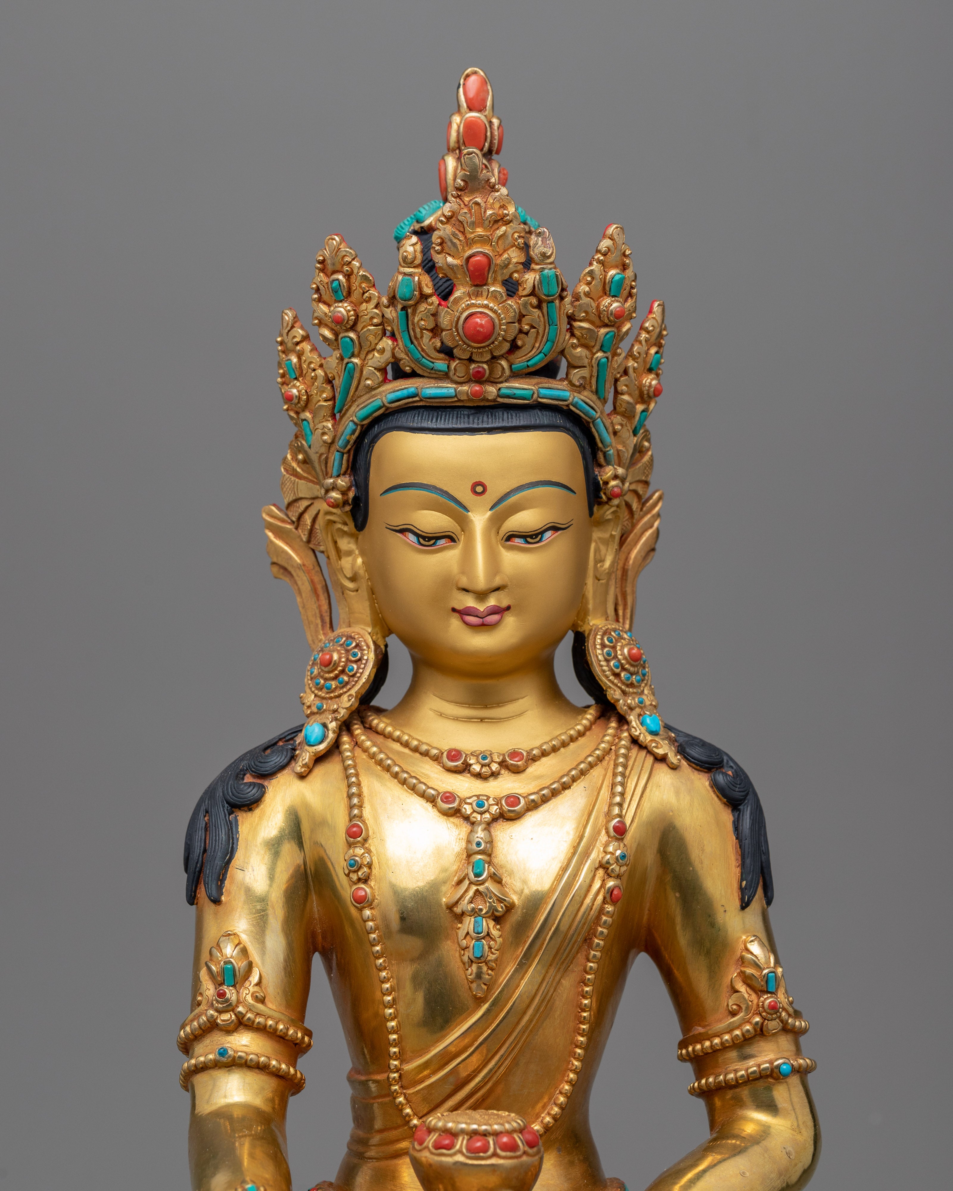 Shakyamuni Buddha Mantra Practice Statue | Gold-Gilded Himalayan Artwork