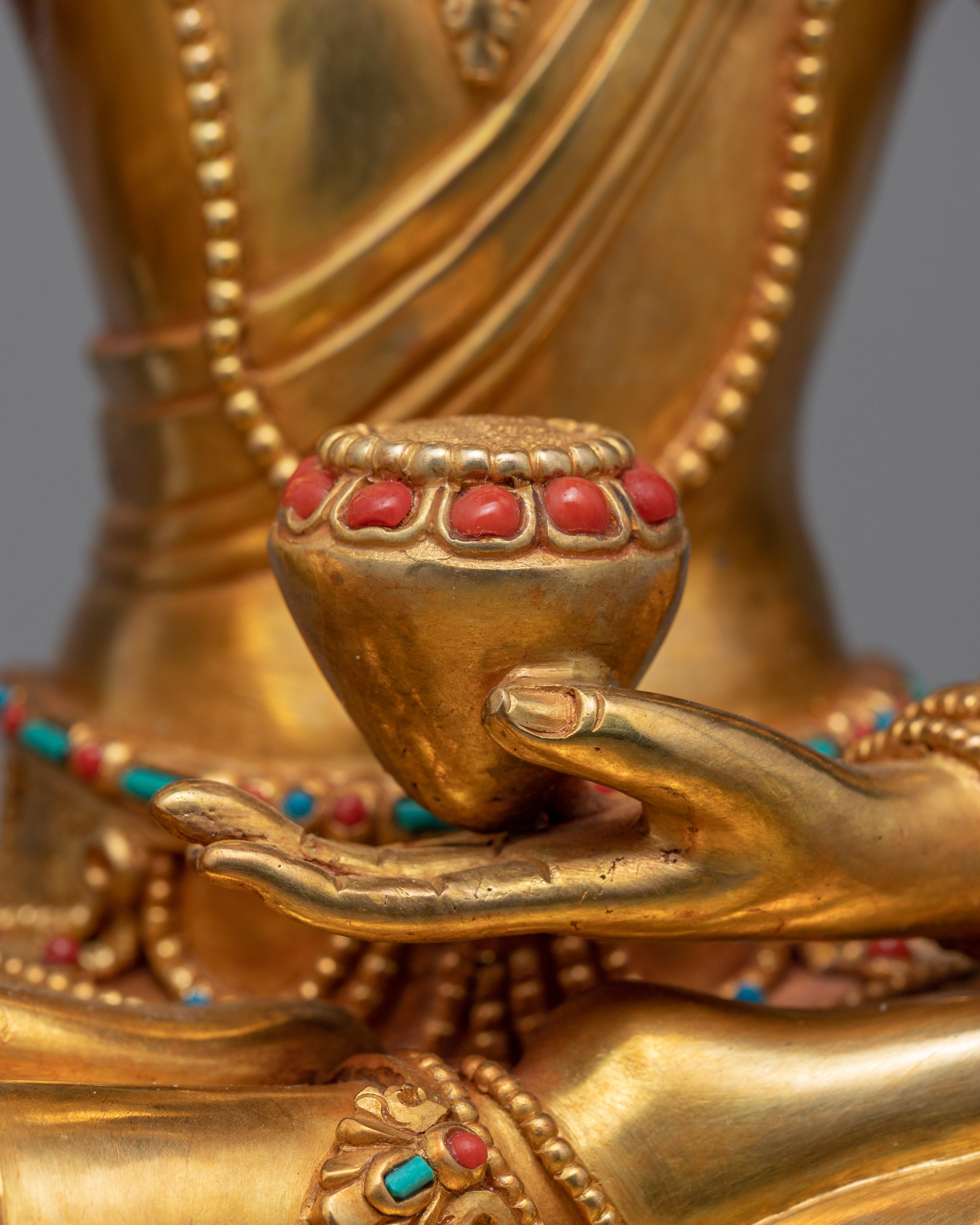 Shakyamuni Buddha Mantra Practice Statue | Gold-Gilded Himalayan Artwork