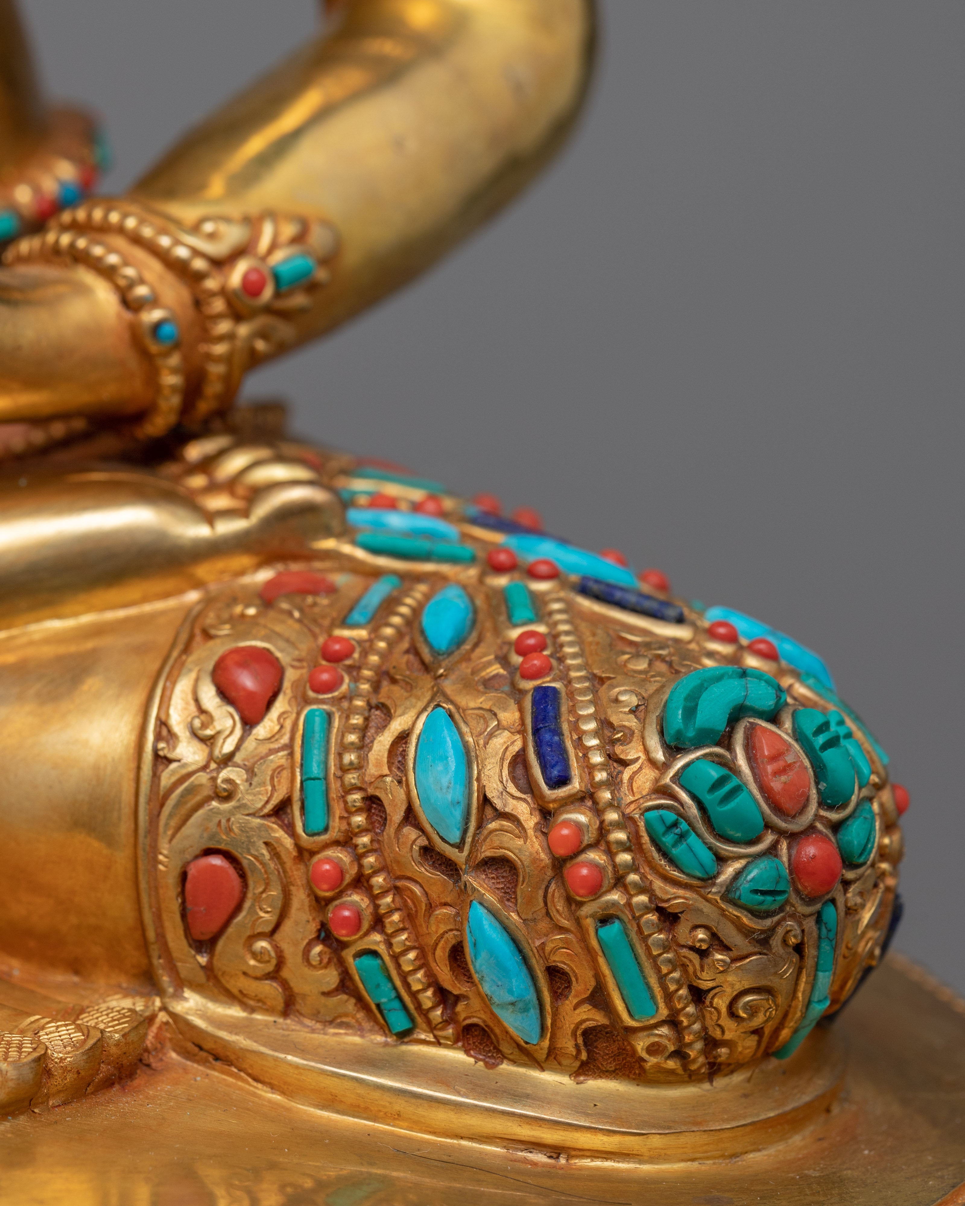 Shakyamuni Buddha Mantra Practice Statue | Gold-Gilded Himalayan Artwork