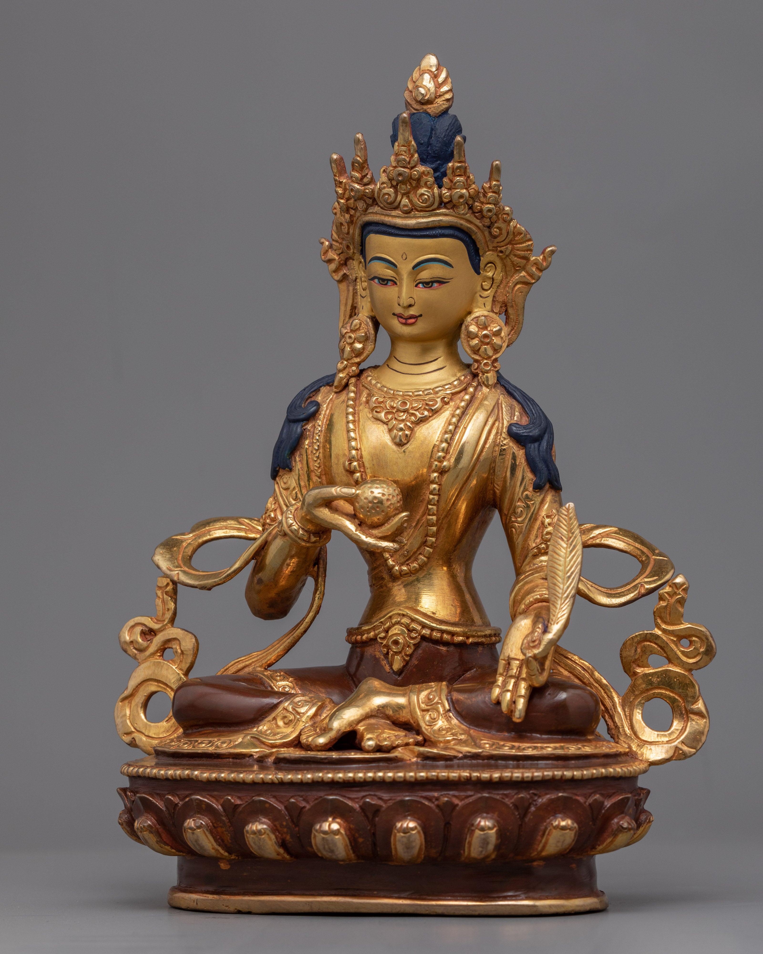 Gold Gilded Statue For Ksitigarbha Bodhisattva Mantra | Religious Statue for Mantra Practitioner