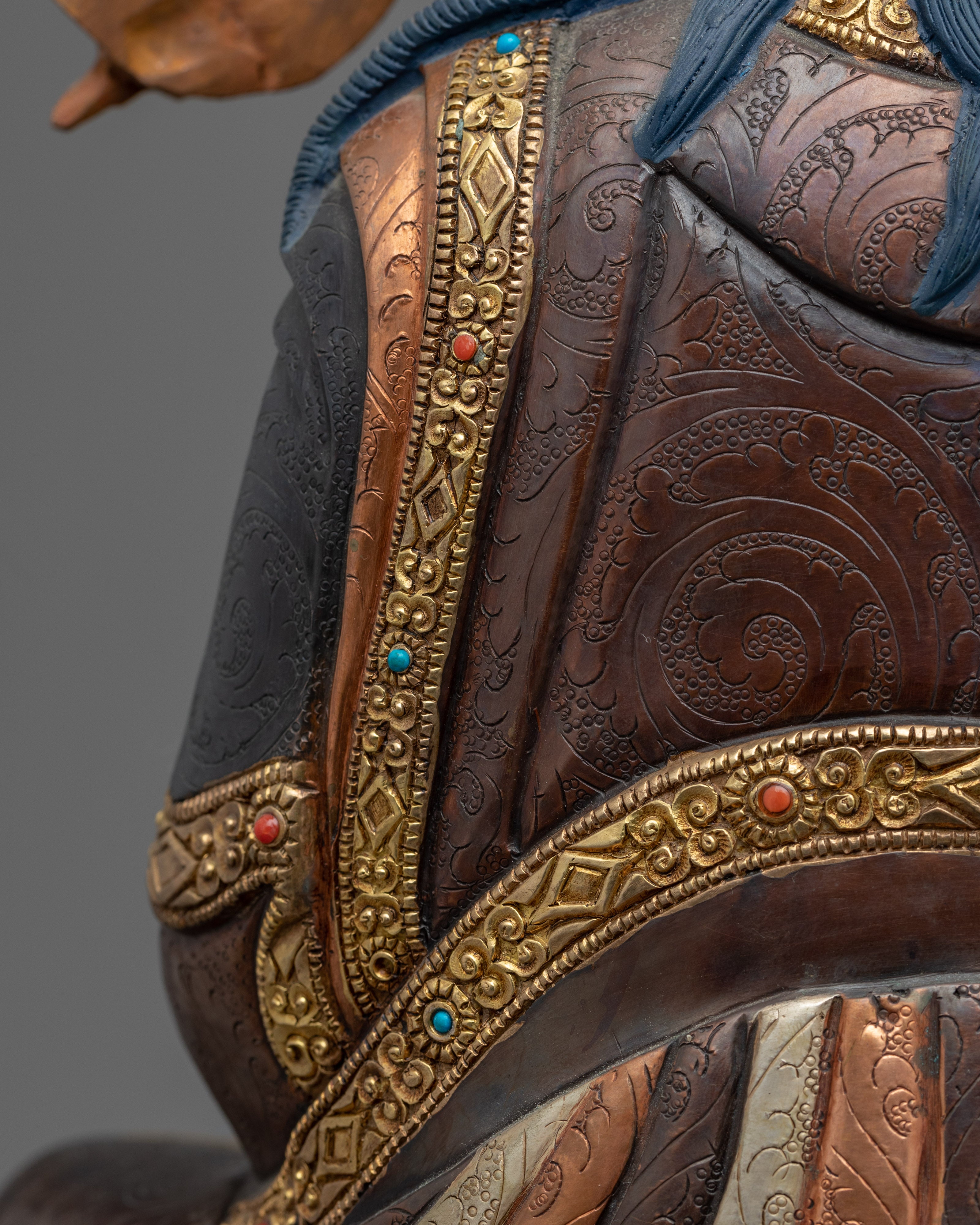 Statue for Padmasambhava Teachings | Guru Rinpoche Face Gilded in 24-Karat Real Gold