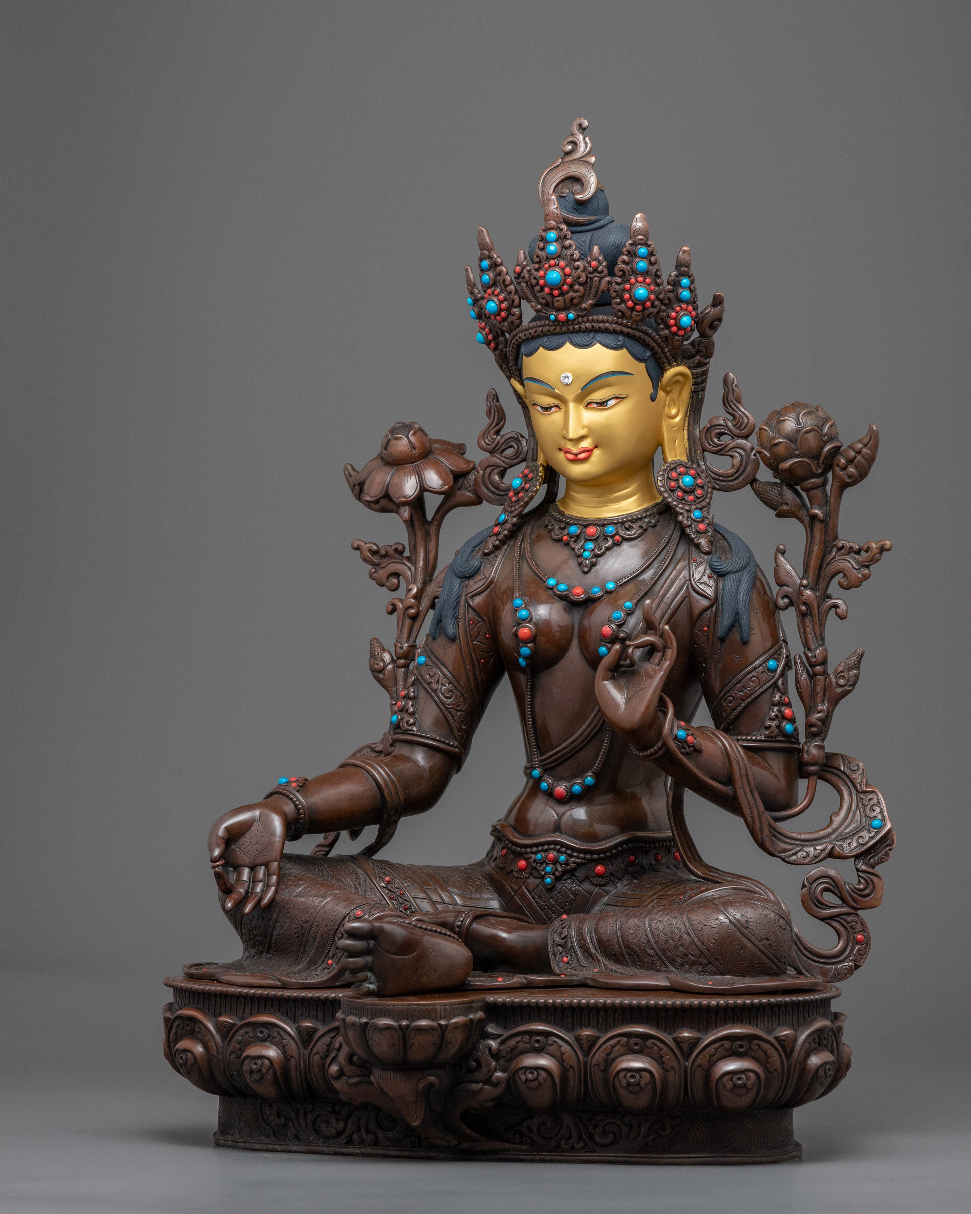 Green Tara Goddess Of Compassion | Himalayan Traditionally Made Statues