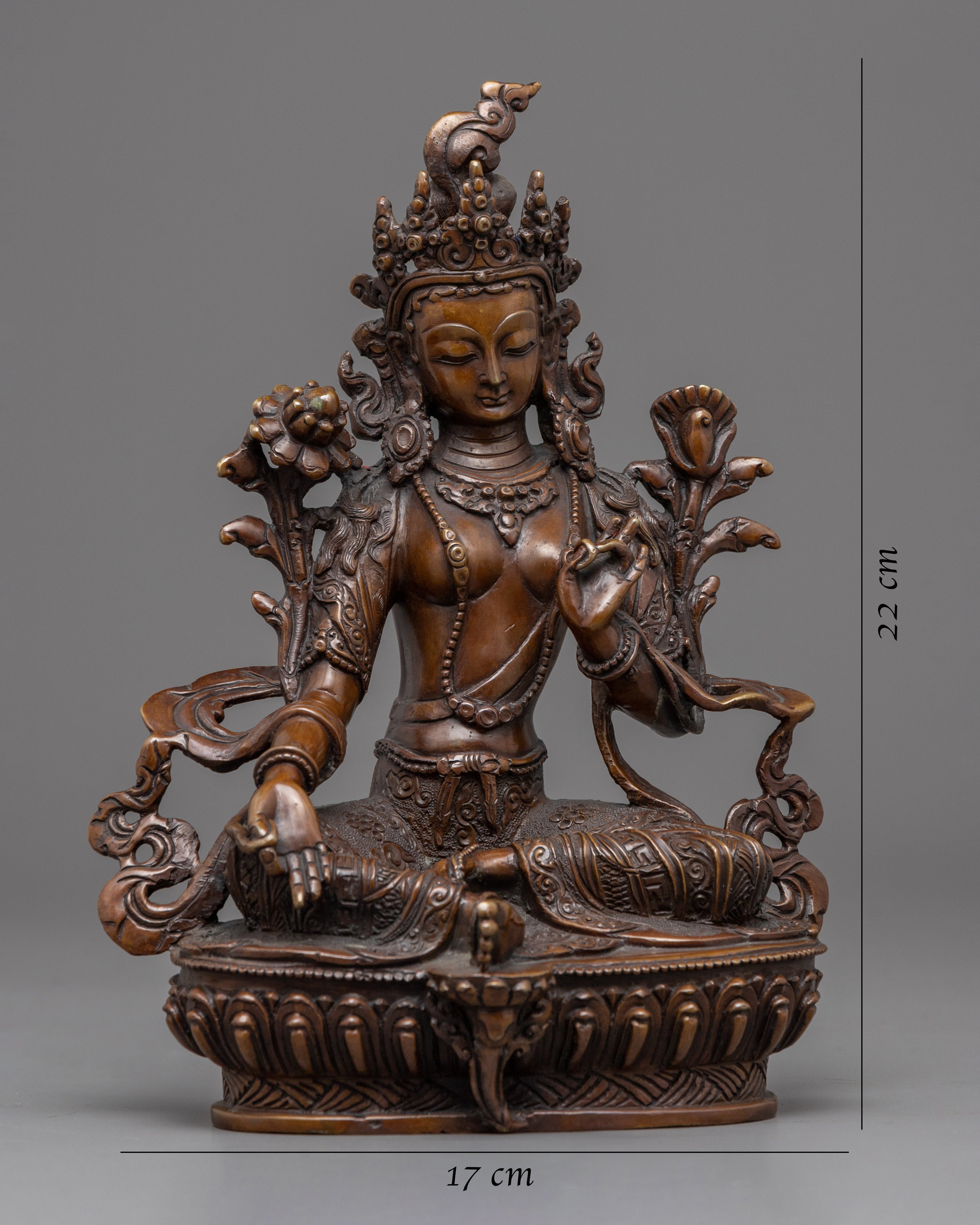 Hand-Carved Green Tara Guru Statue | Traditional Artwork of Nepal