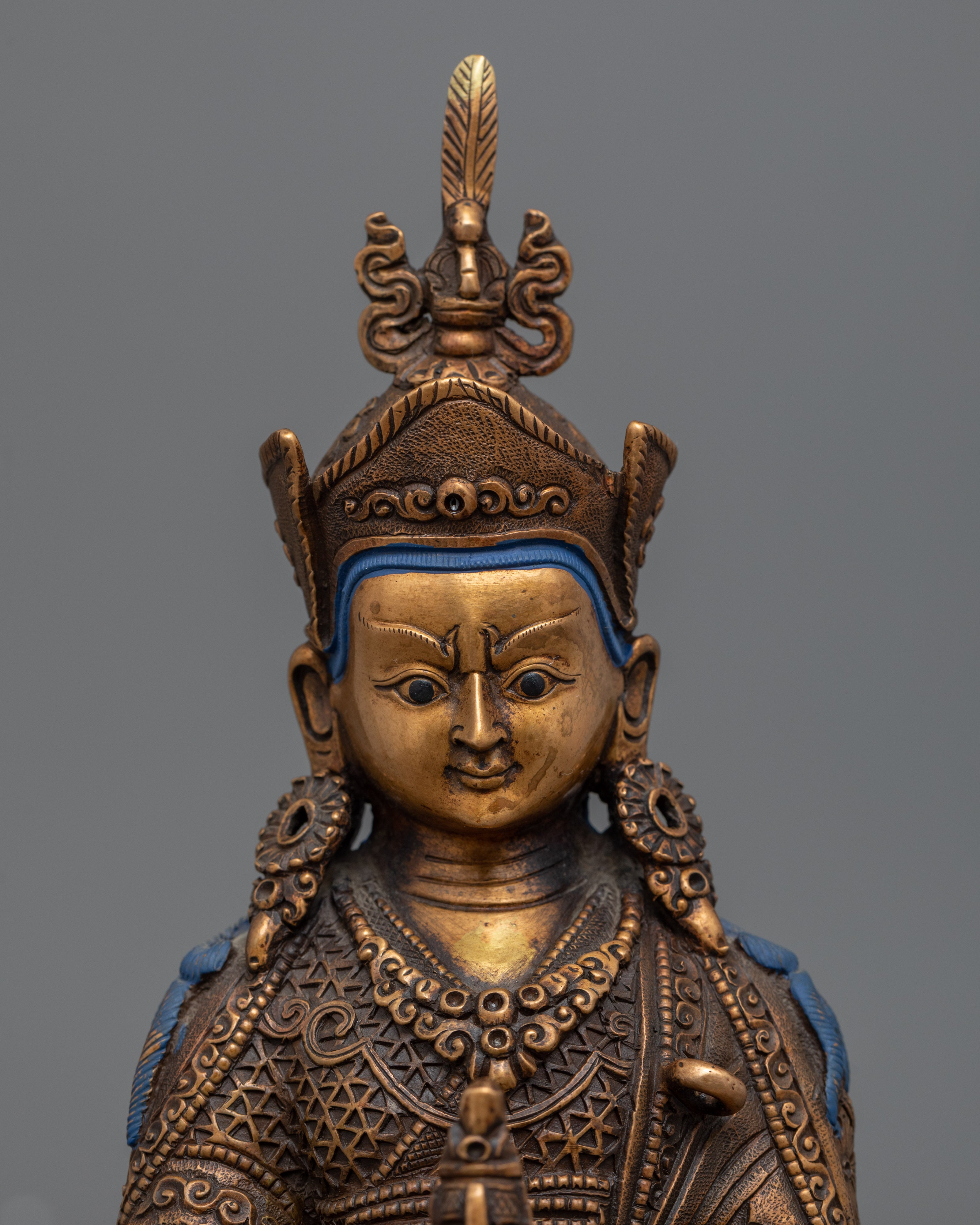 Traditionally Carved Lord Padmasambhava Statue | Buddhist Master Guru Rinpoche Sculpture