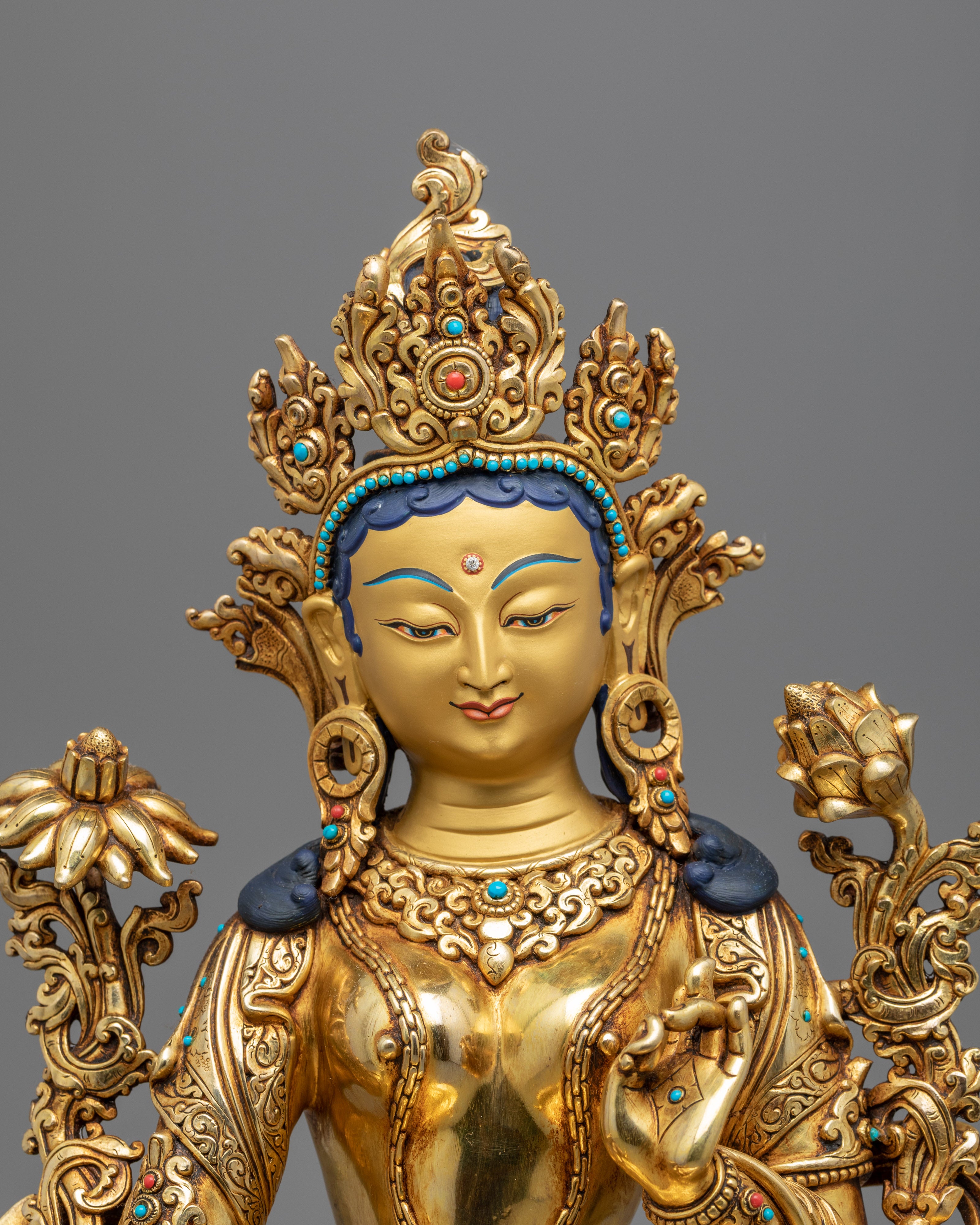 Green Tara Yoga Statue | Handmade Ancient Craftsmanship of Nepal