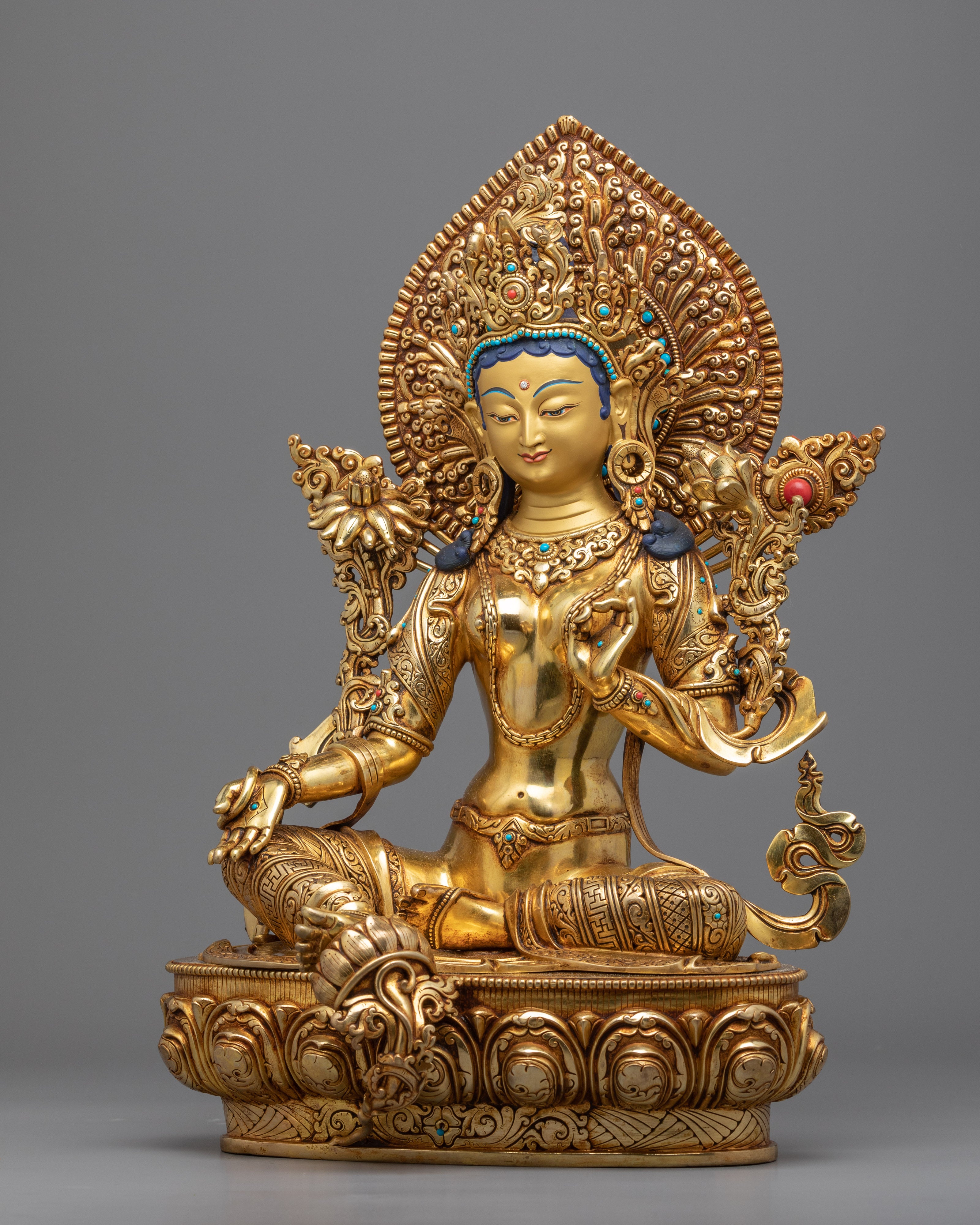 Green Tara Yoga Statue | Handmade Ancient Craftsmanship of Nepal