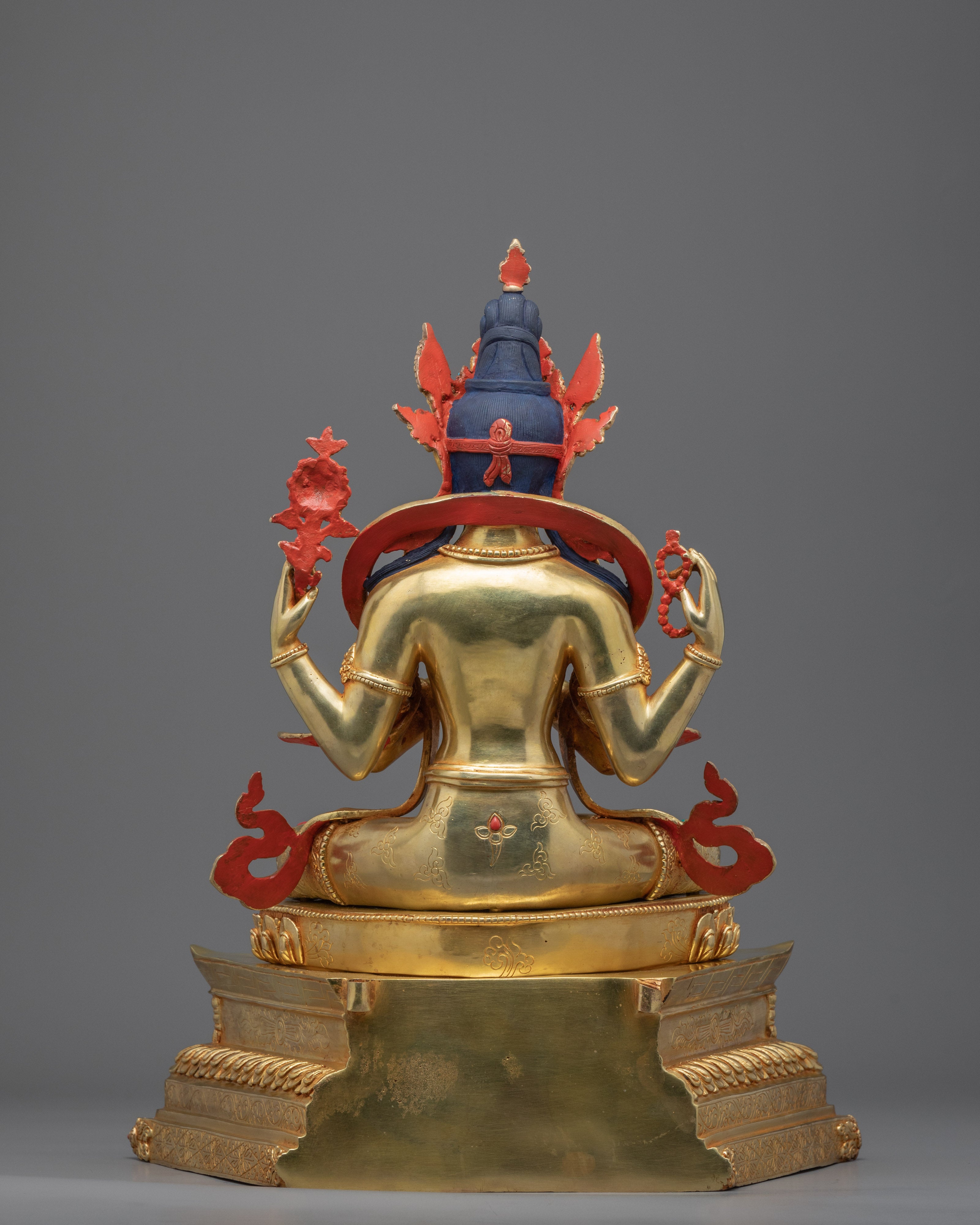 Tibetan Chenrezig Statue | Traditionally Gold Gilded Artwork